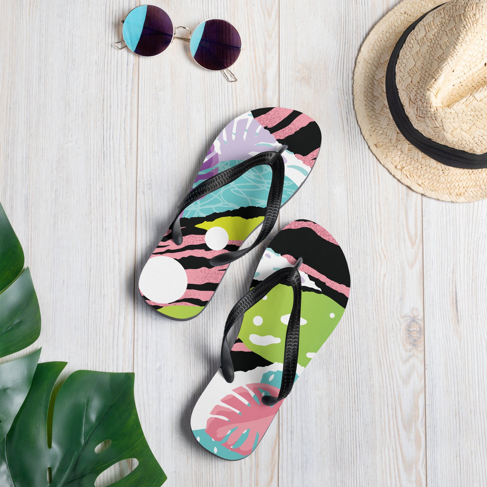 Pink Tropical Custom Flip-Flops