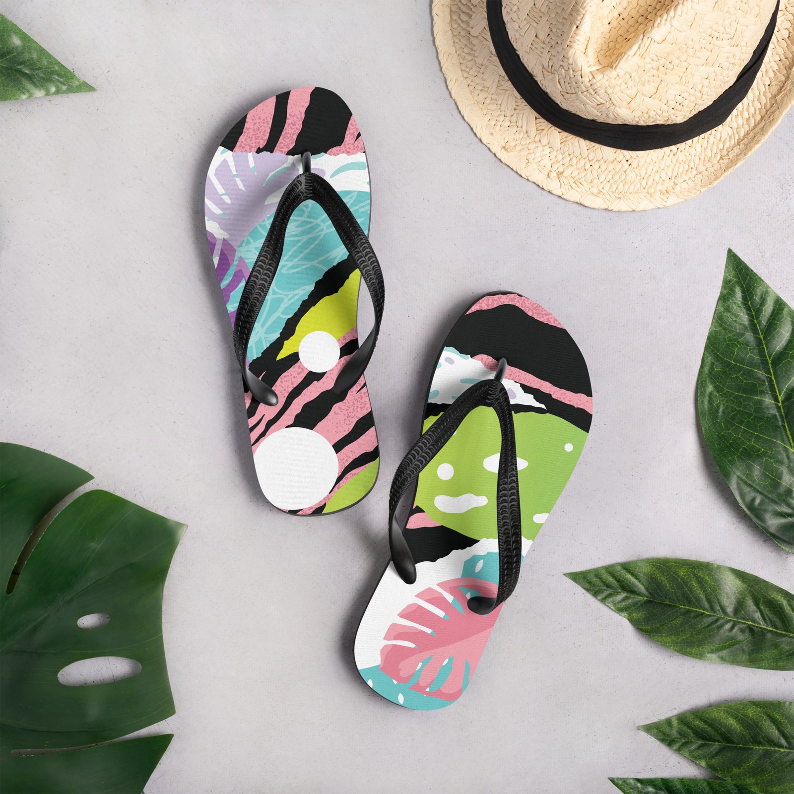 Pink Tropical Custom Flip-Flops - Image 5