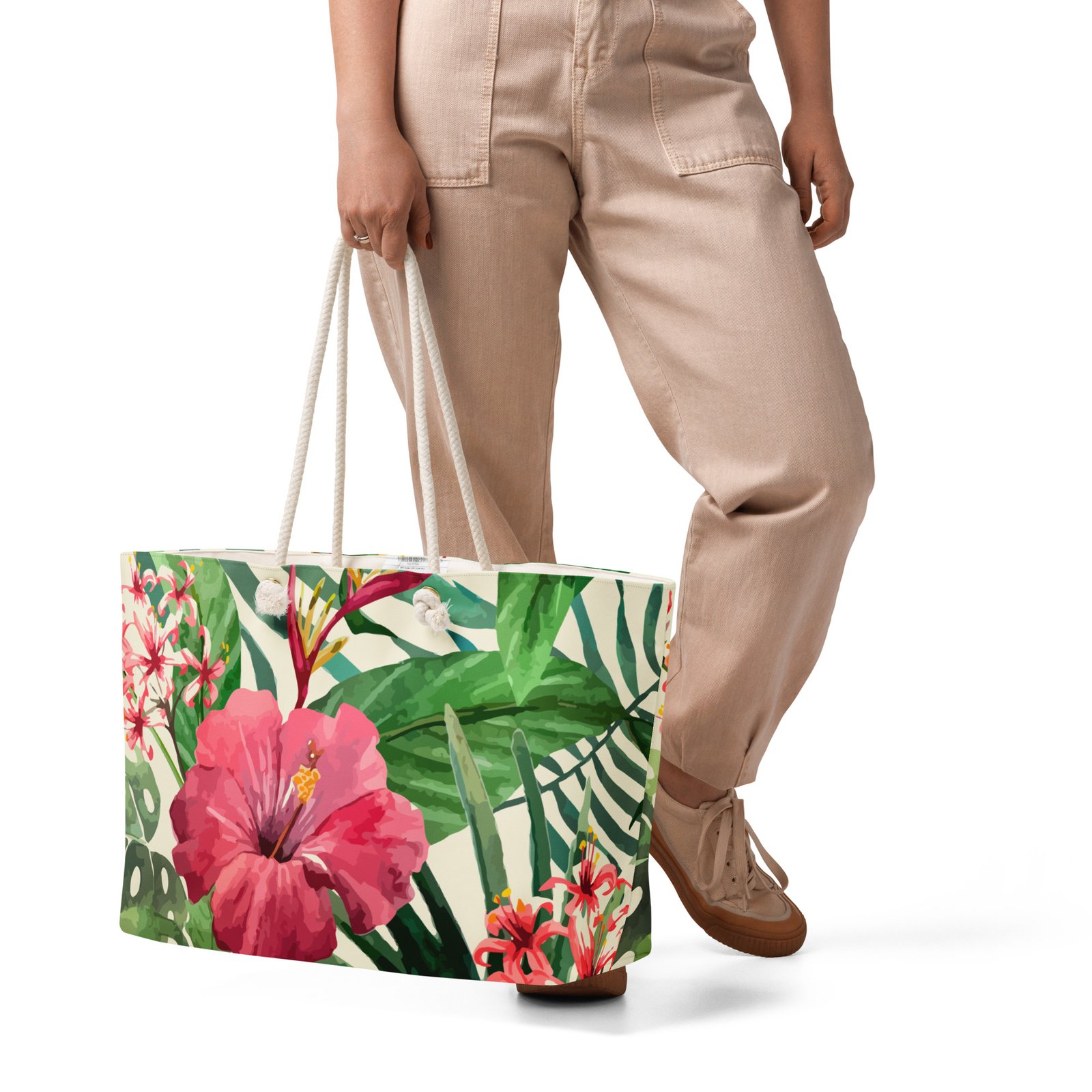 Tropical Hibiscus Oversized Weekender Tote Bag - Image 5