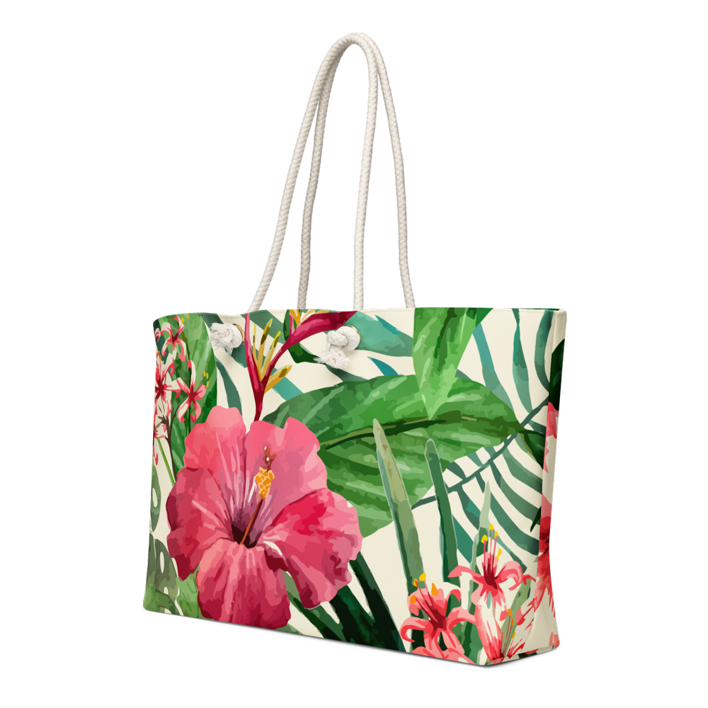 Tropical Hibiscus Oversized Weekender Tote Bag - Image 3