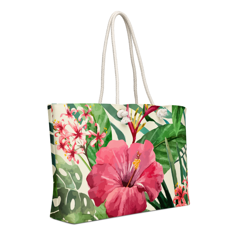 Tropical Hibiscus Oversized Weekender Tote Bag - Image 4