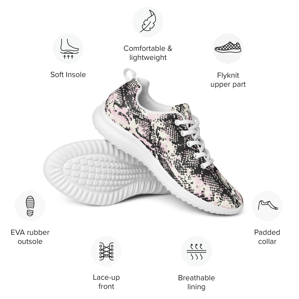 Pink Snakeskin Women’s Athletic Shoes - Image 3