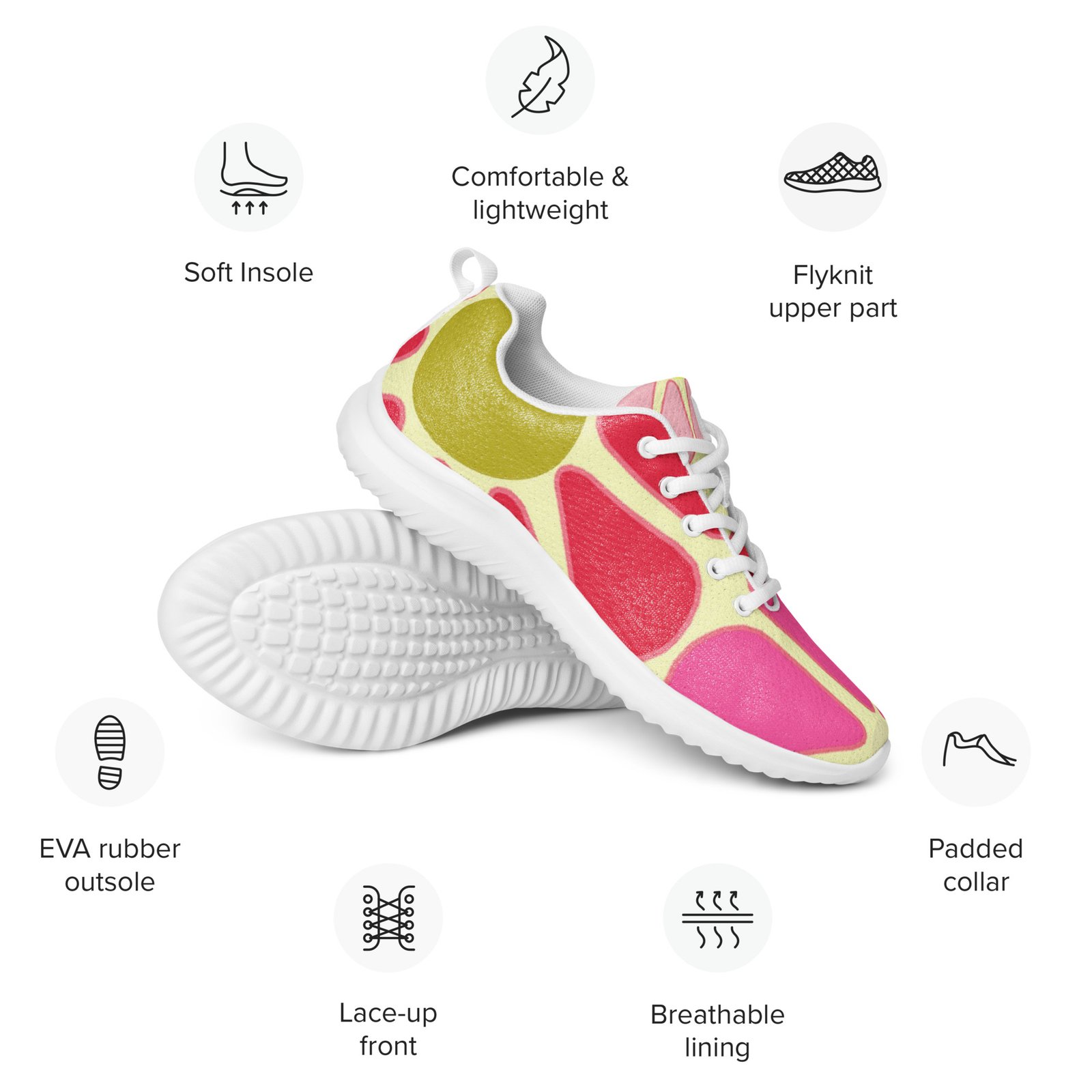 Retro Flower Power Women’s Athletic Shoes - Image 4