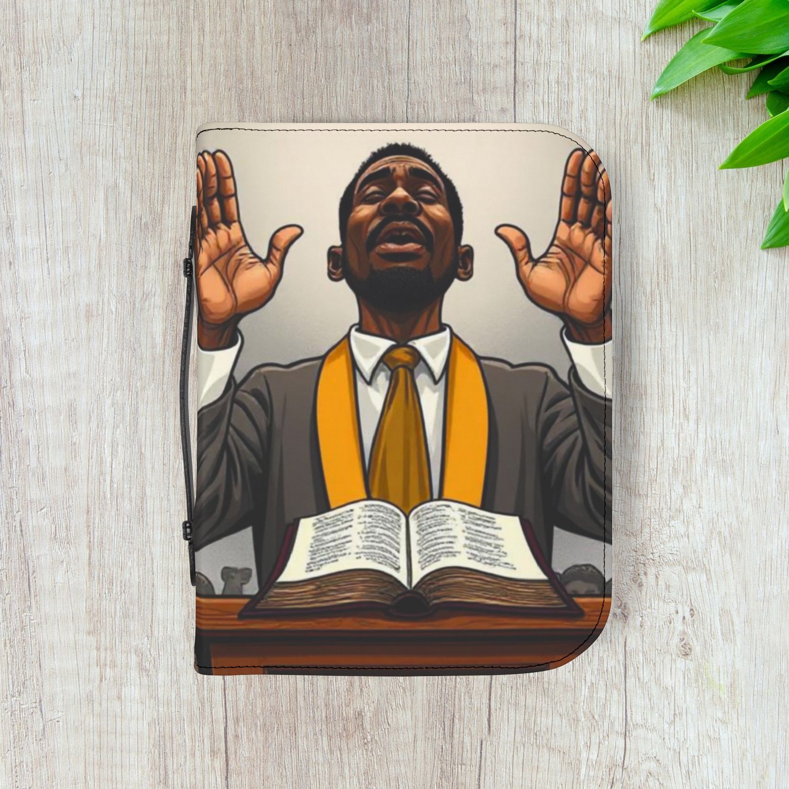 African American Praying Pastor Bible Cover - Image 14