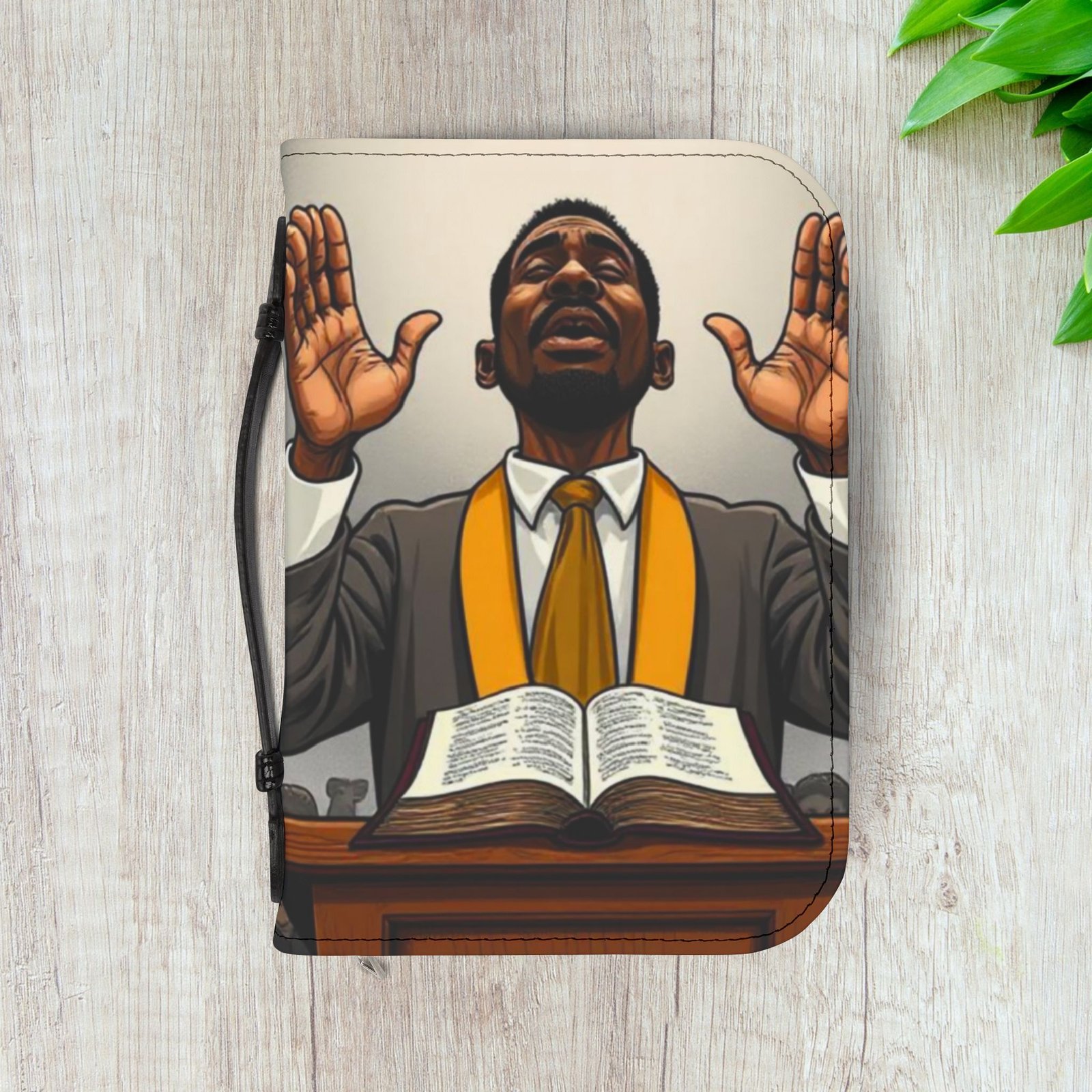 African American Praying Pastor Bible Cover