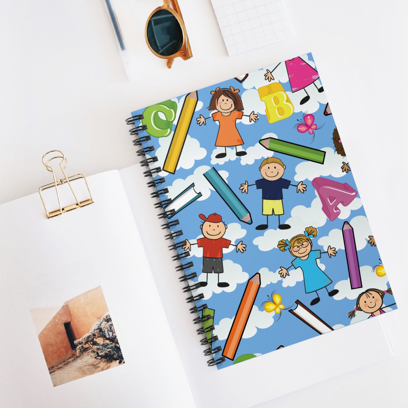 ABC Kids' - Clouds Spiral Custom Notebook