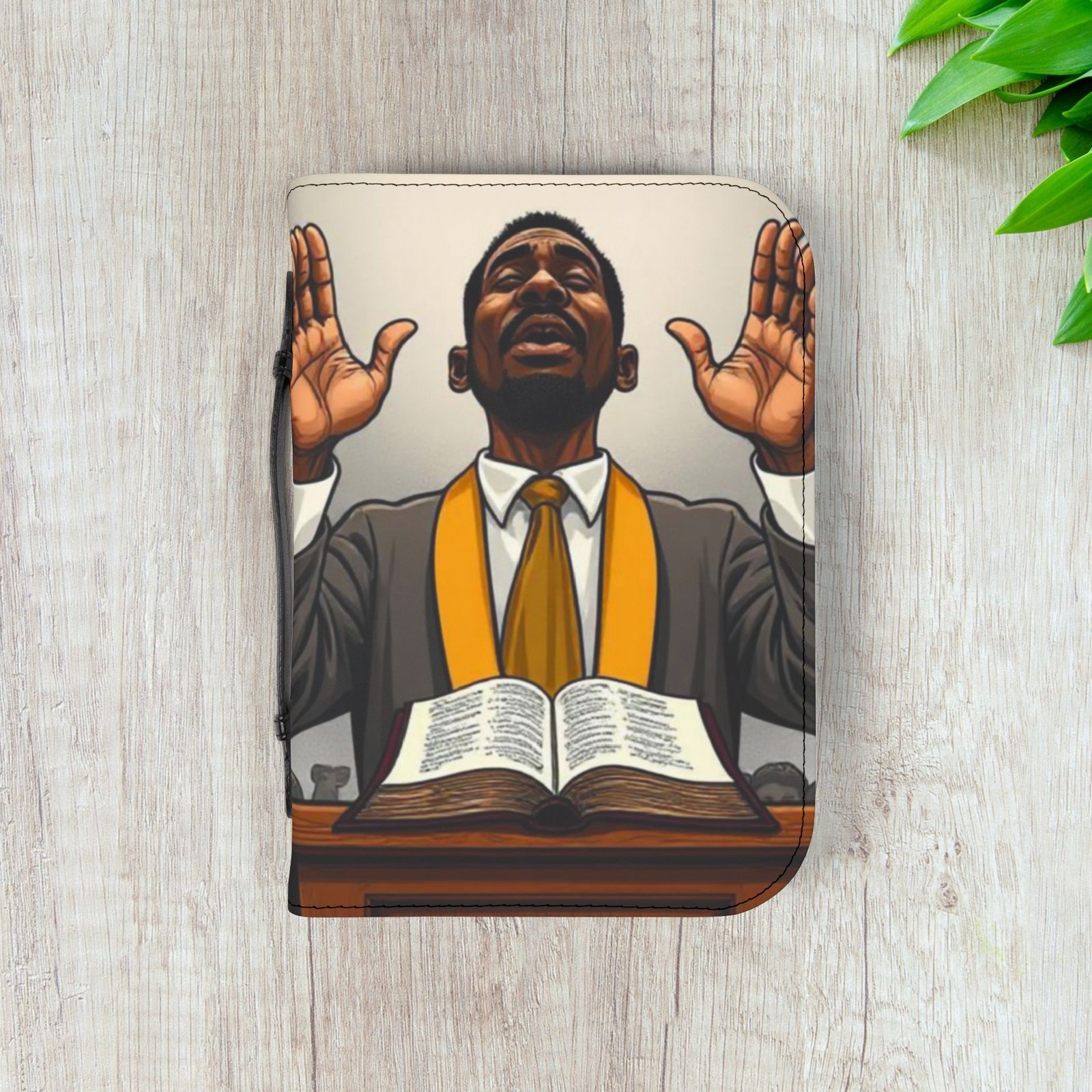 African American Praying Pastor Bible Cover - Image 10