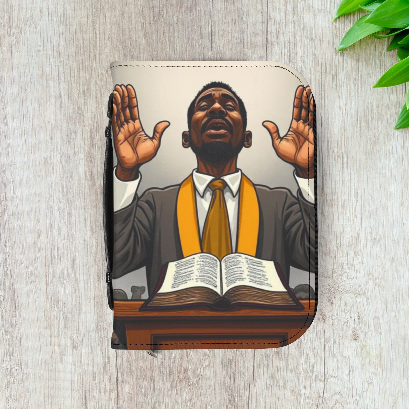 African American Praying Pastor Bible Cover - Image 6