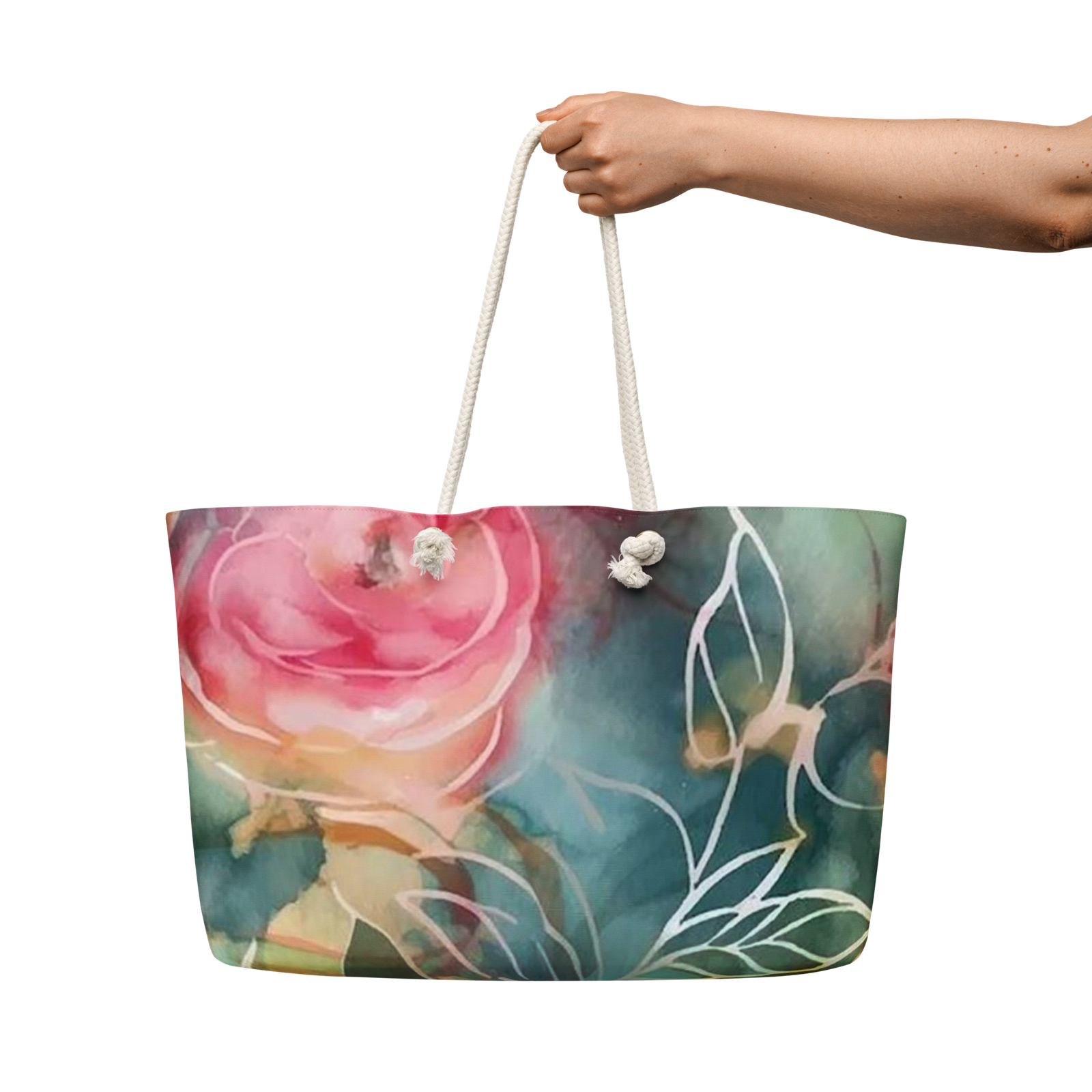 Olive Rose garden Oversized Weekender Bag - Image 2