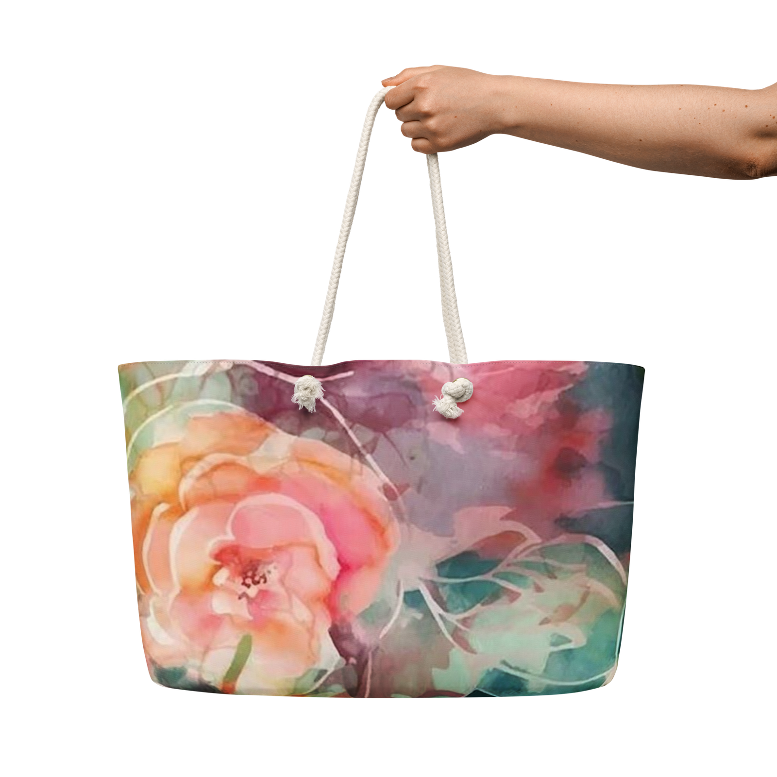 Olive Rose garden Oversized Weekender Bag - Image 3
