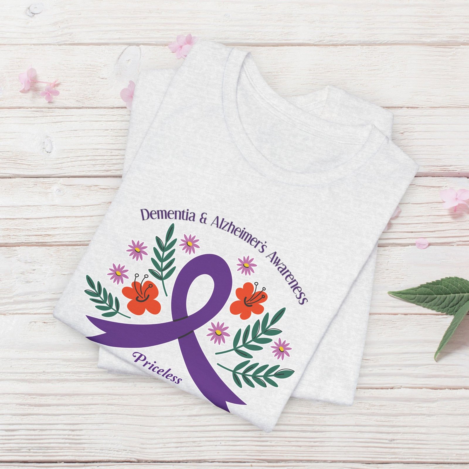 “Priceless Memories Always in Our Hearts” - Dementia & Alzheimer’s Awareness Purple Ribbon Tee - Image 11