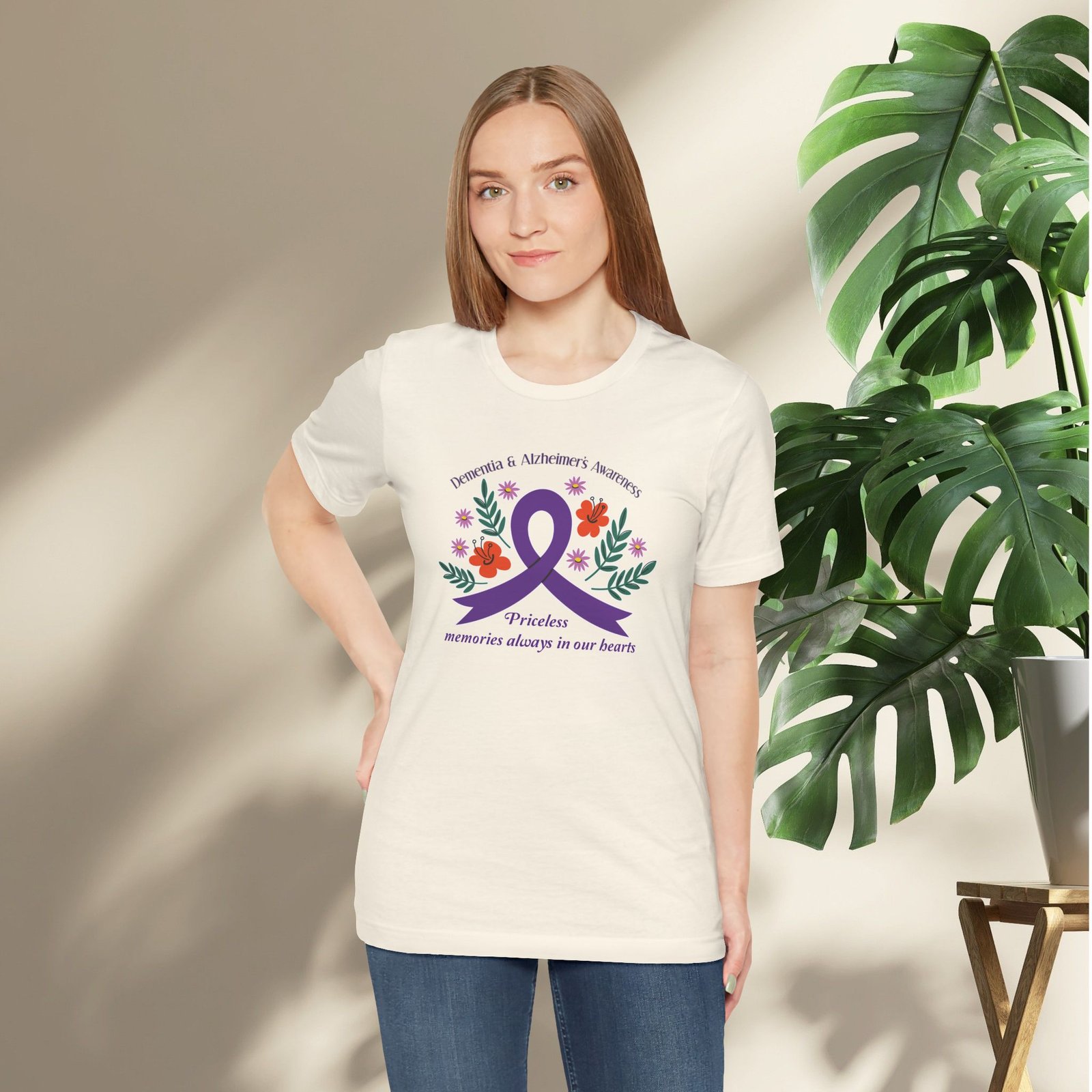 “Priceless Memories Always in Our Hearts” - Dementia & Alzheimer’s Awareness Purple Ribbon Tee - Image 17