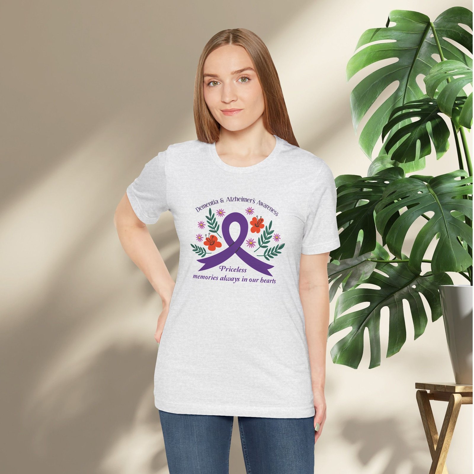“Priceless Memories Always in Our Hearts” - Dementia & Alzheimer’s Awareness Purple Ribbon Tee - Image 12