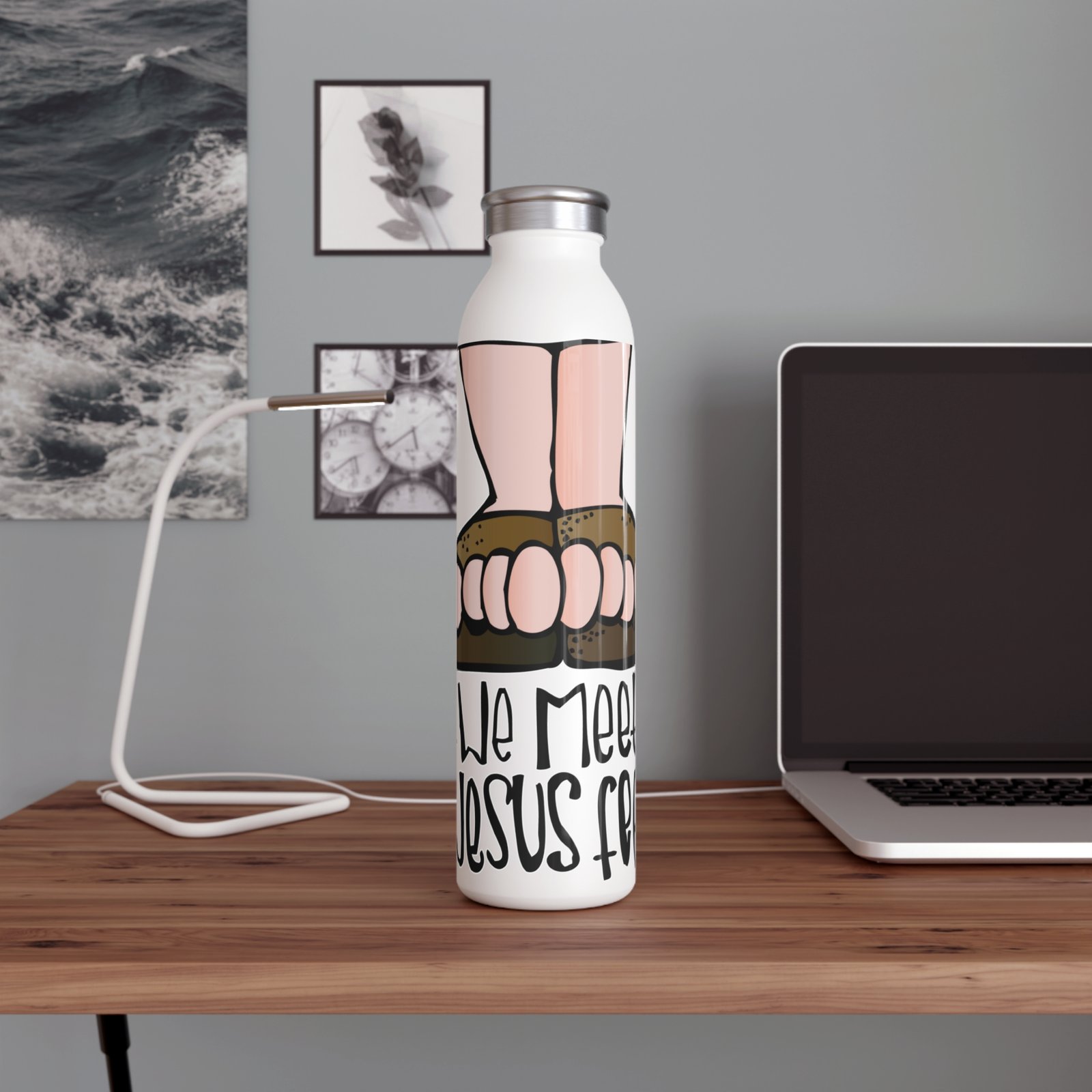Till We Meet At Jesus Feet Slim 20 oz Water Bottle - Image 6
