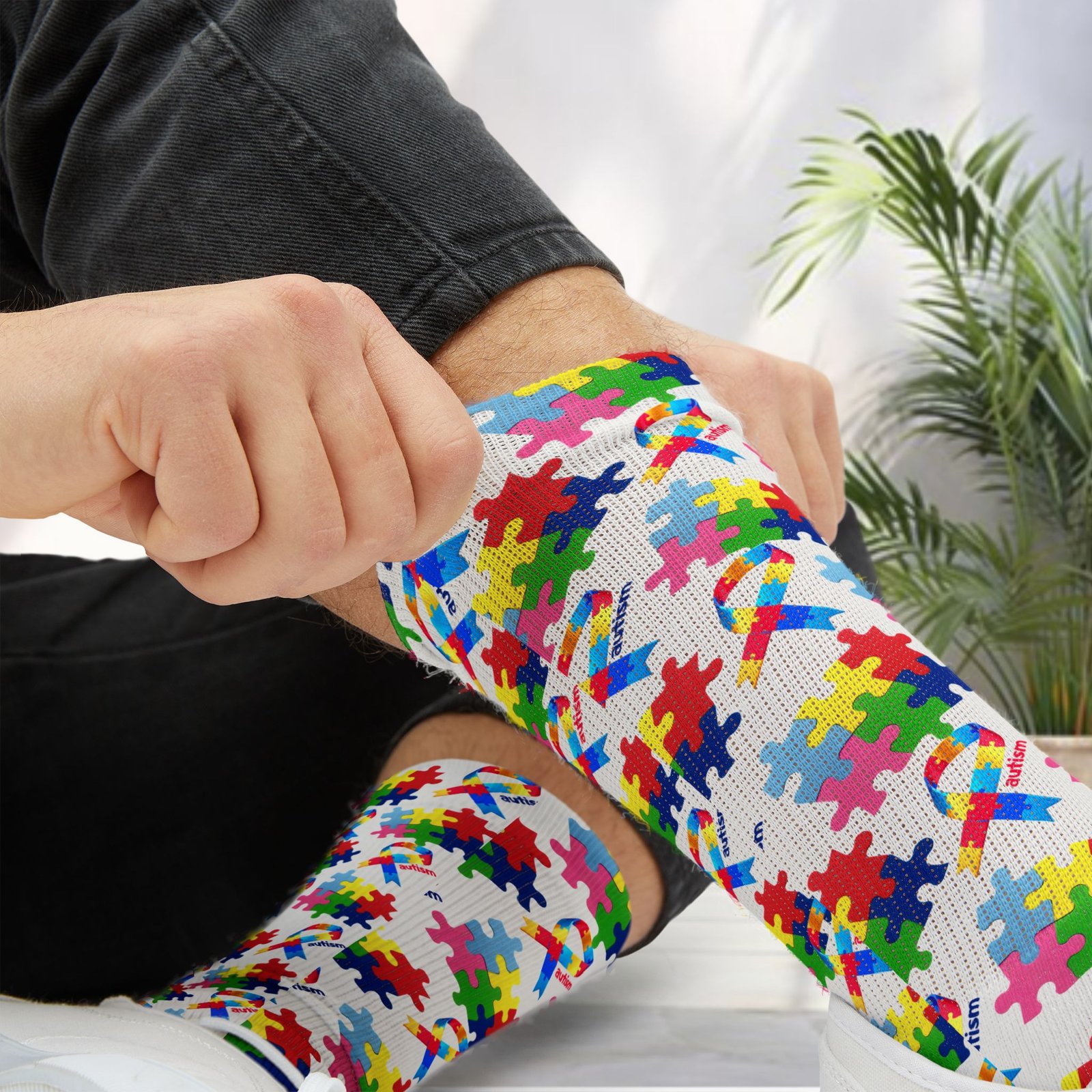 Autism Awareness Puzzle Piece Sublimation Socks – Colorful Crew Socks