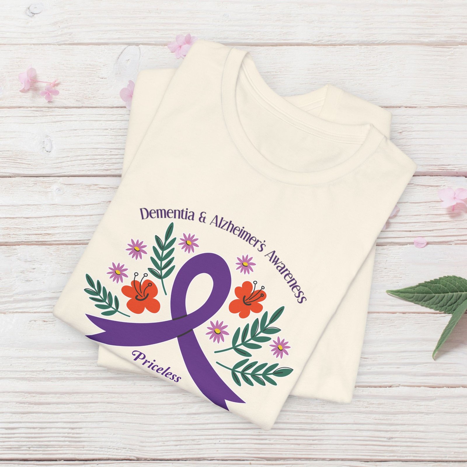 “Priceless Memories Always in Our Hearts” - Dementia & Alzheimer’s Awareness Purple Ribbon Tee - Image 16