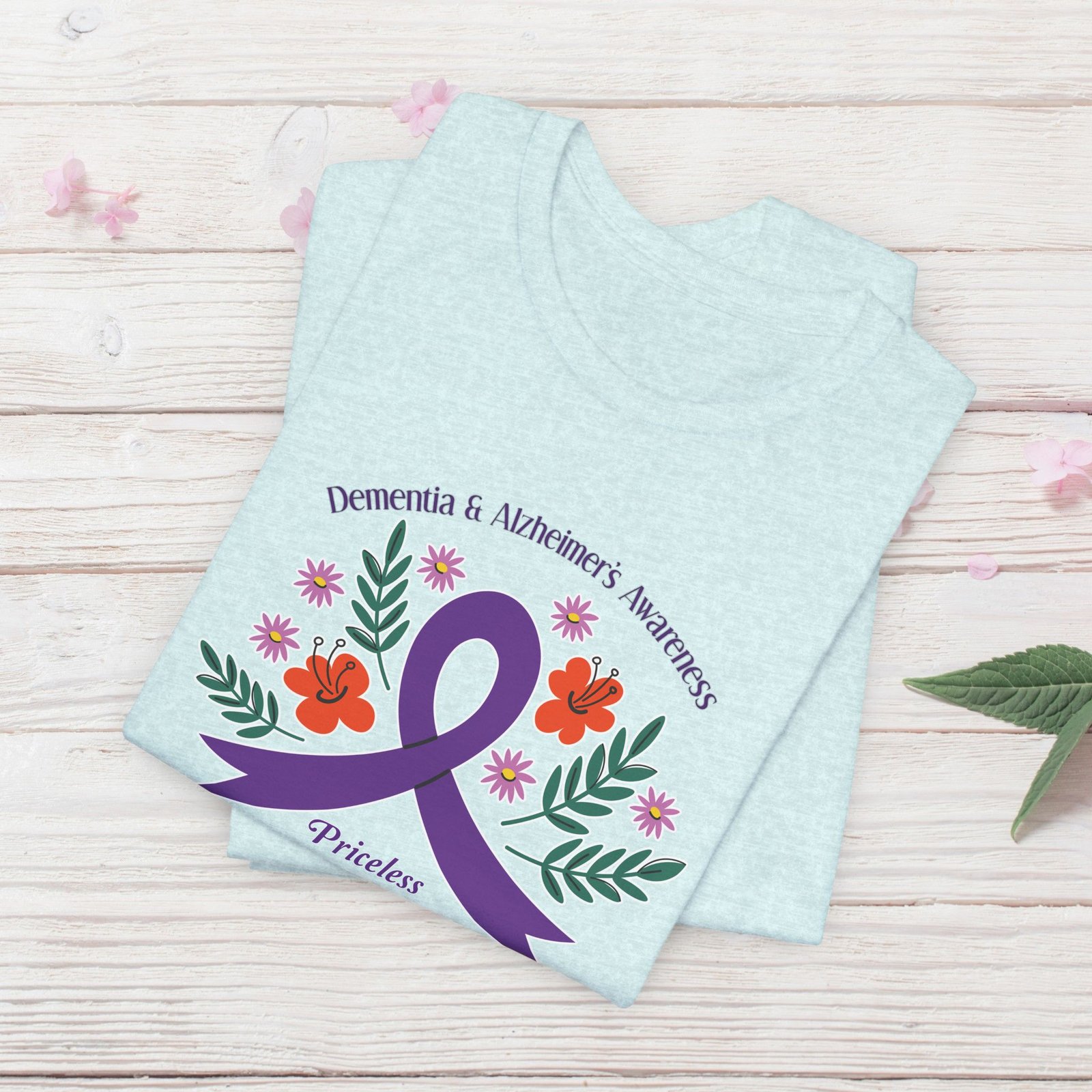 “Priceless Memories Always in Our Hearts” - Dementia & Alzheimer’s Awareness Purple Ribbon Tee - Image 26