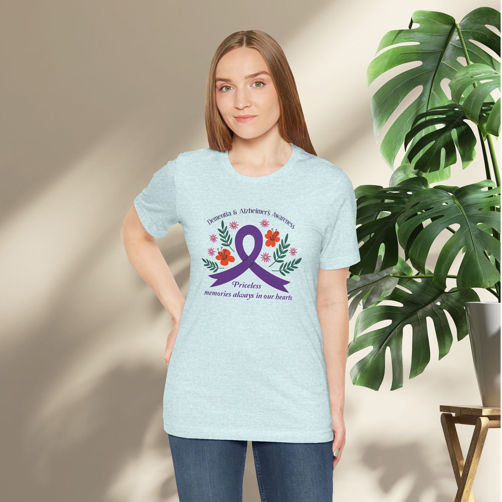 “Priceless Memories Always in Our Hearts” - Dementia & Alzheimer’s Awareness Purple Ribbon Tee - Image 27