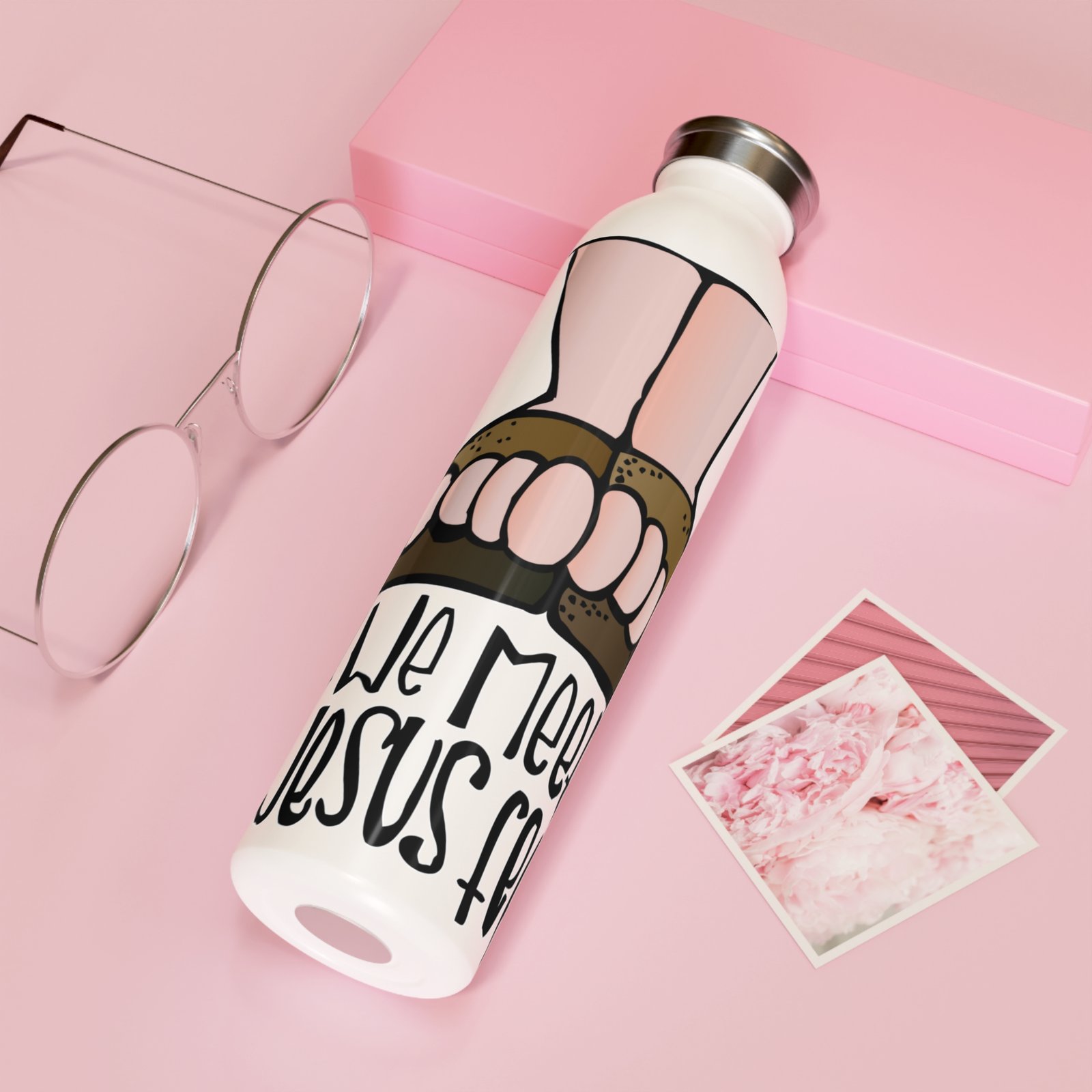 Till We Meet At Jesus Feet Slim 20 oz Water Bottle