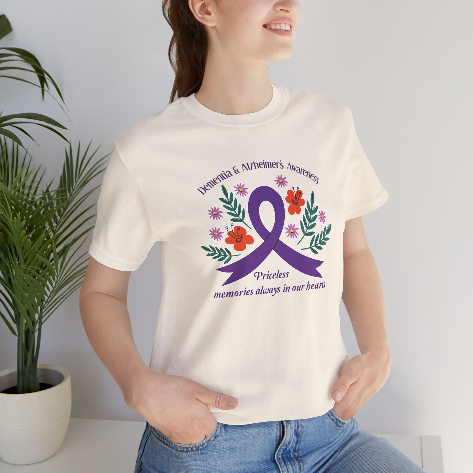 “Priceless Memories Always in Our Hearts” - Dementia & Alzheimer’s Awareness Purple Ribbon Tee - Image 19