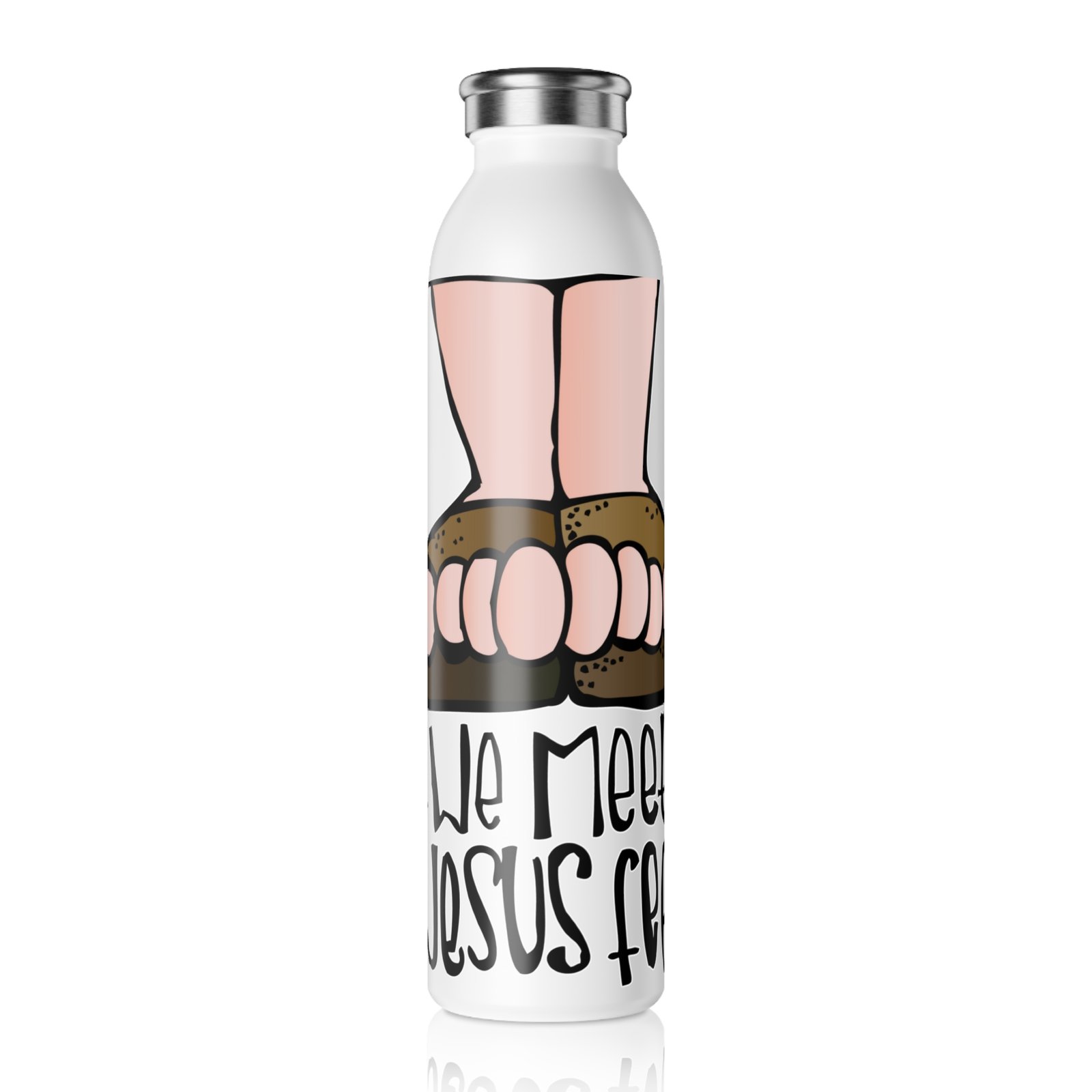 Till We Meet At Jesus Feet Slim 20 oz Water Bottle - Image 2