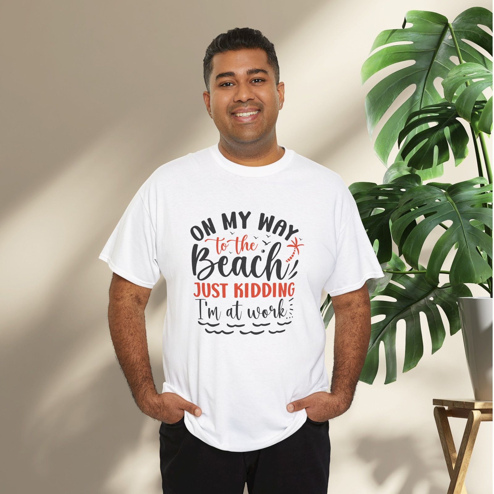 "On My Way to the Beach, Just Kidding I'm at Work" Unisex T-Shirt - Image 4