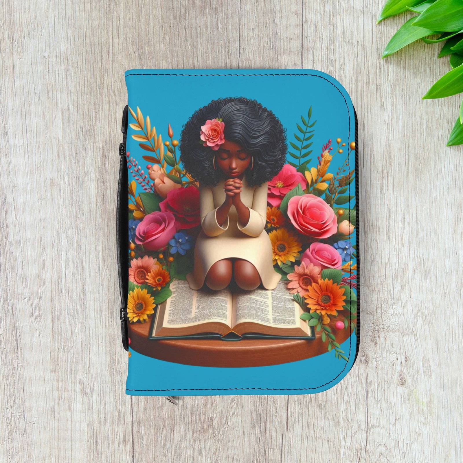 Time with the Father - Floral Prayer Bible Cover - Turquoise - Image 6