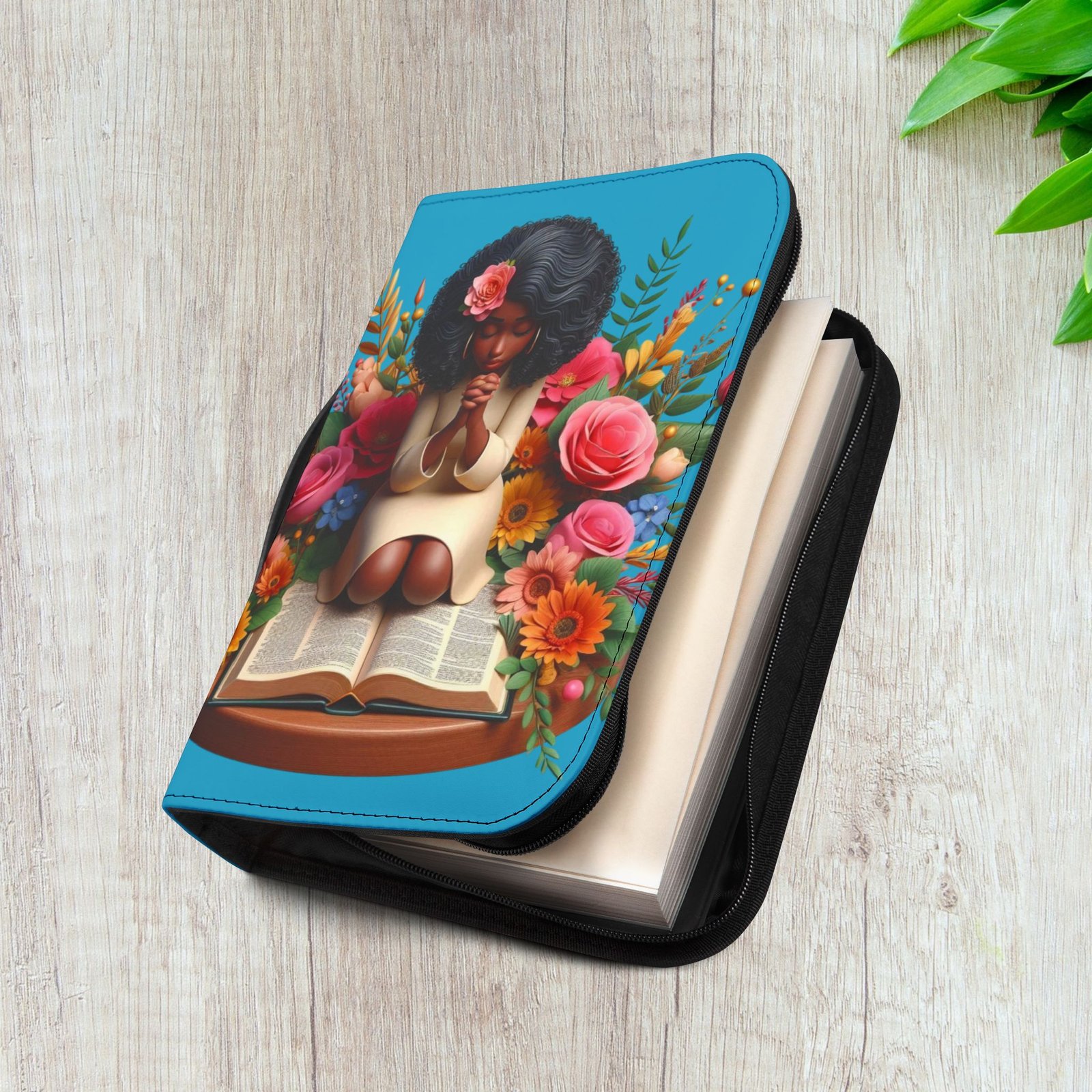 Time with the Father - Floral Prayer Bible Cover - Turquoise - Image 15