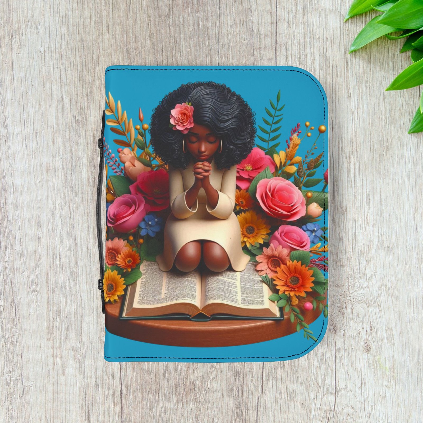 Time with the Father - Floral Prayer Bible Cover - Turquoise - Image 16