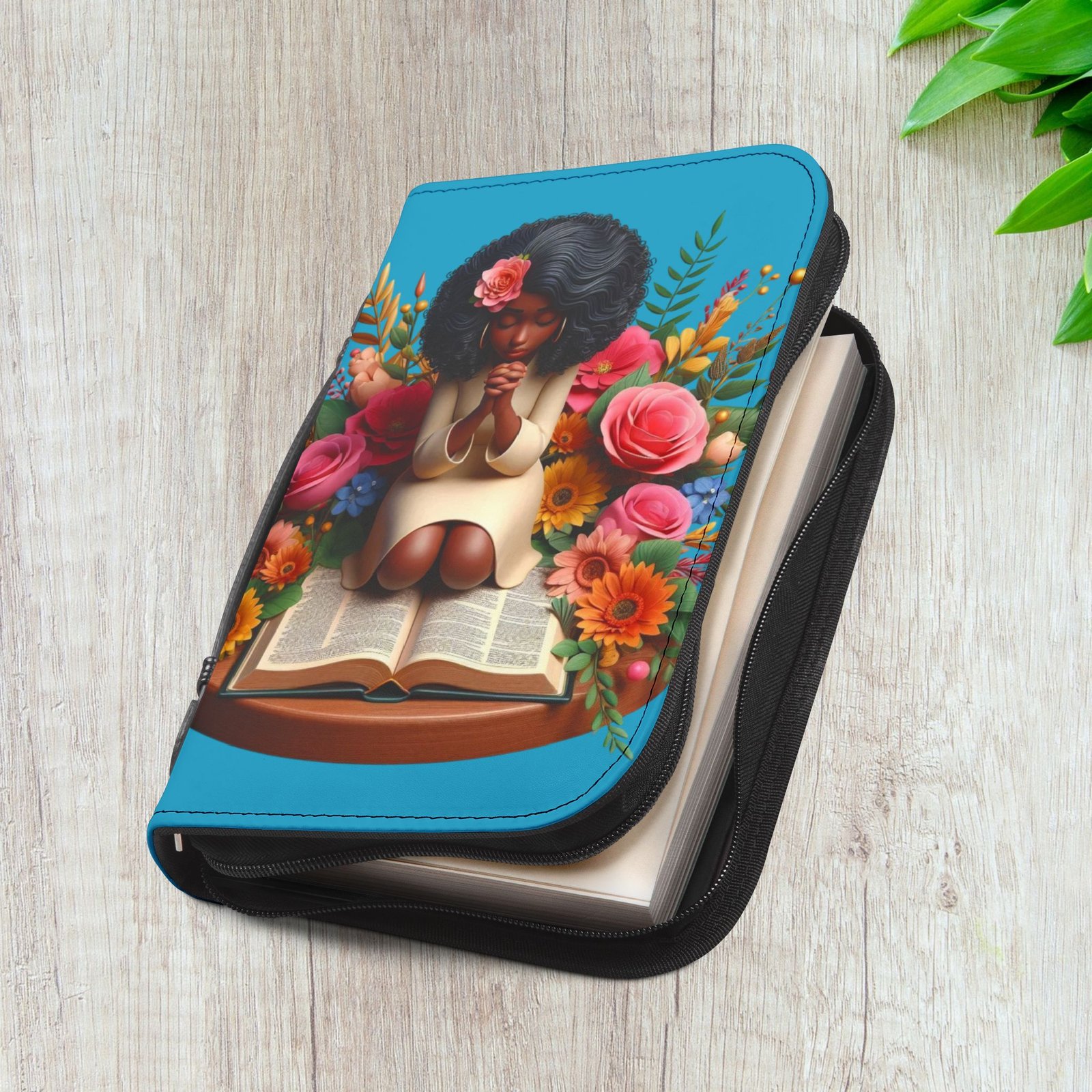 Time with the Father - Floral Prayer Bible Cover - Turquoise - Image 10