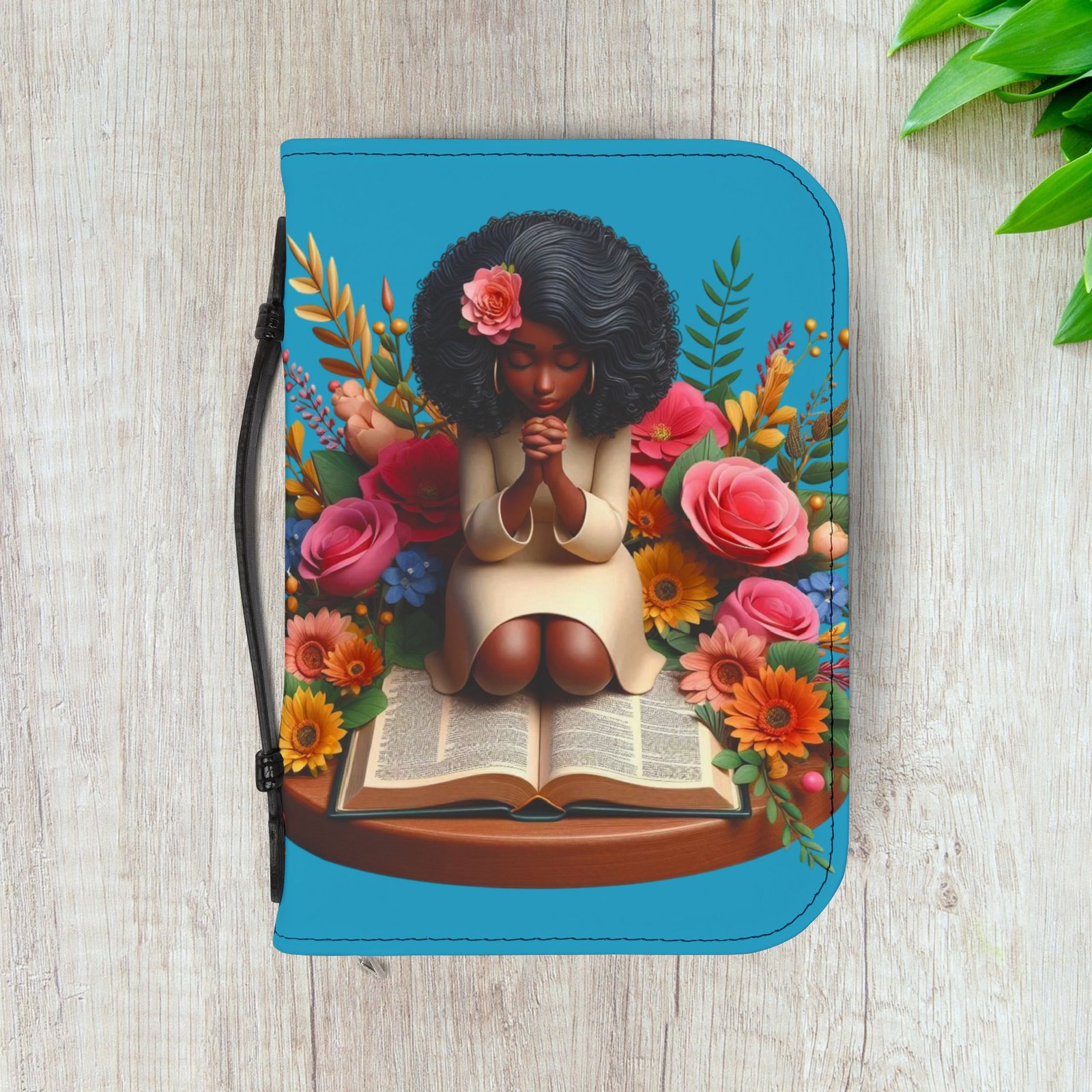 Time with the Father - Floral Prayer Bible Cover - Turquoise