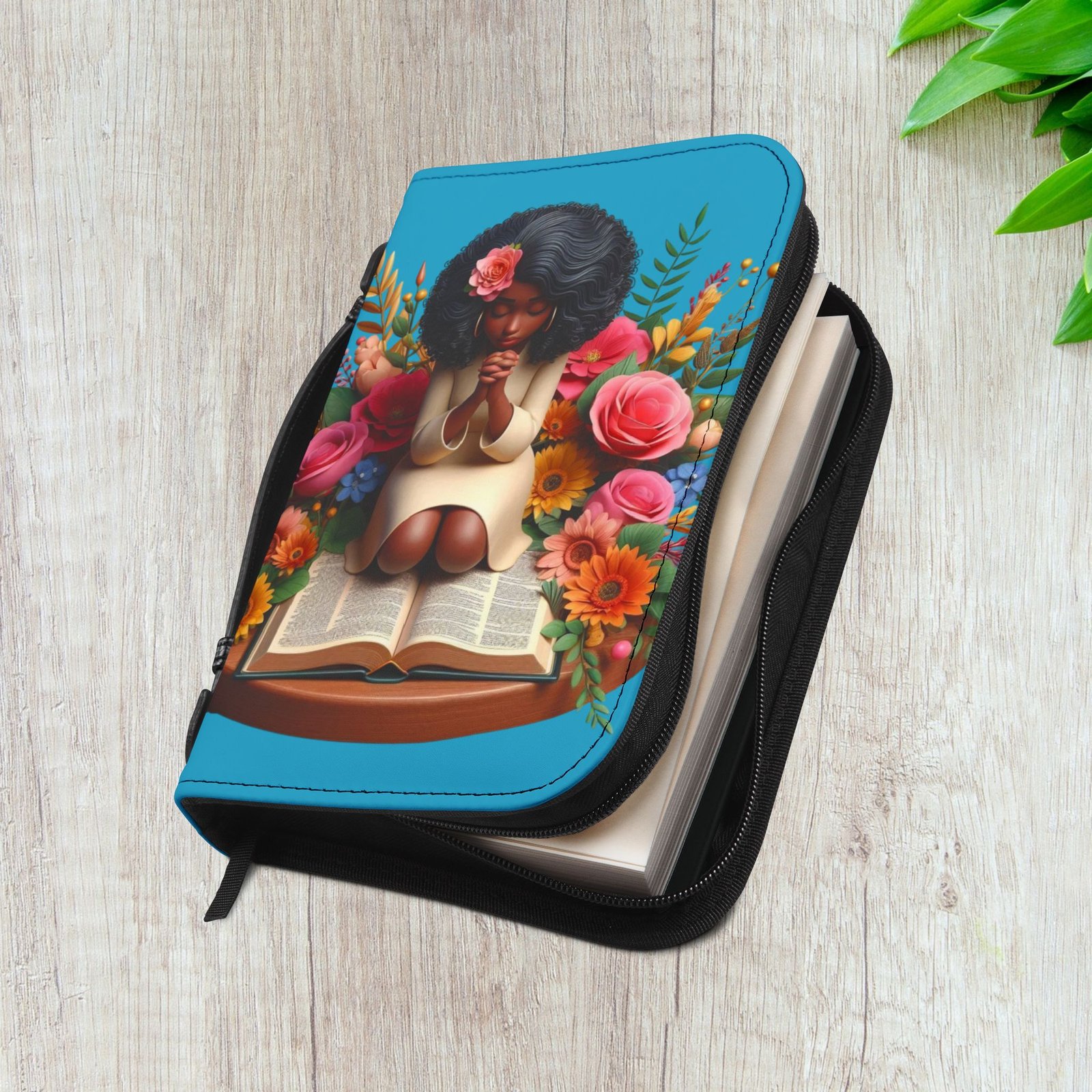 Time with the Father - Floral Prayer Bible Cover - Turquoise - Image 5