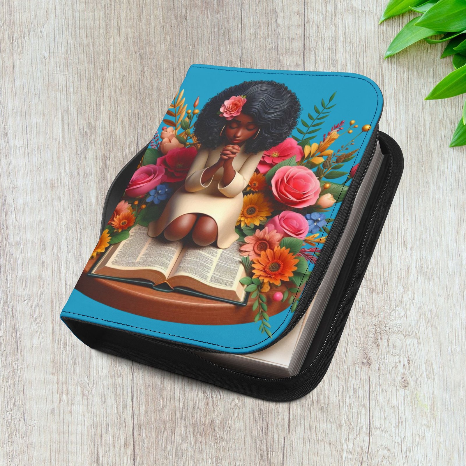 Time with the Father - Floral Prayer Bible Cover - Turquoise - Image 20