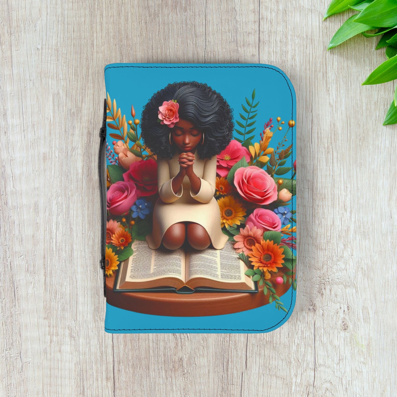 Time with the Father - Floral Prayer Bible Cover - Turquoise - Image 11
