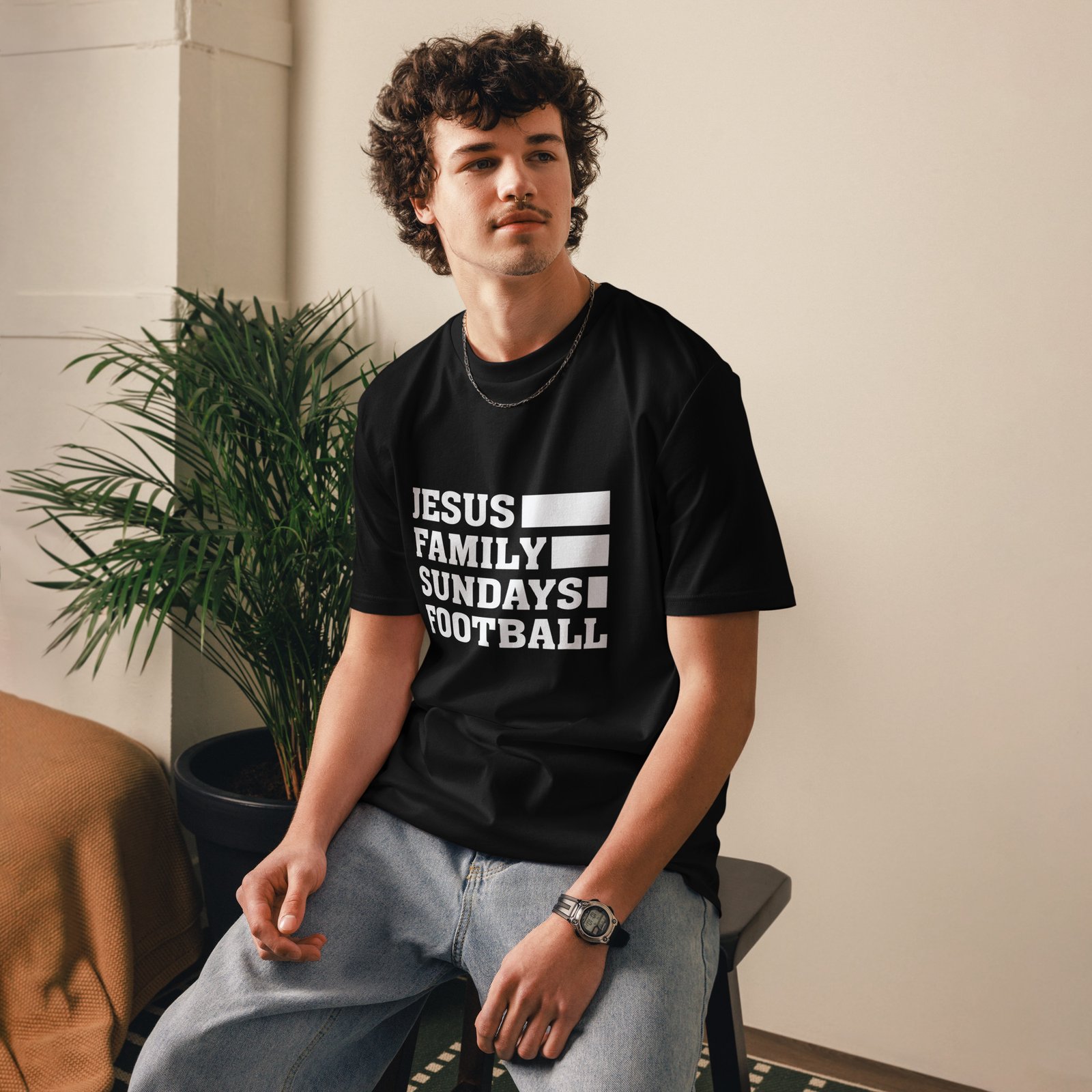 Jesus, Family, Sundays, Football Unisex T-shirt