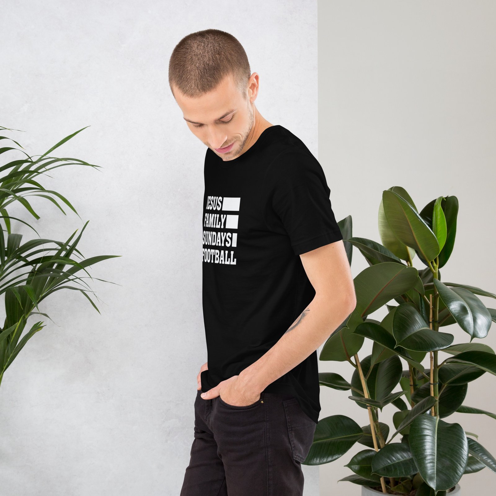 Jesus, Family, Sundays, Football Unisex T-shirt - Image 3