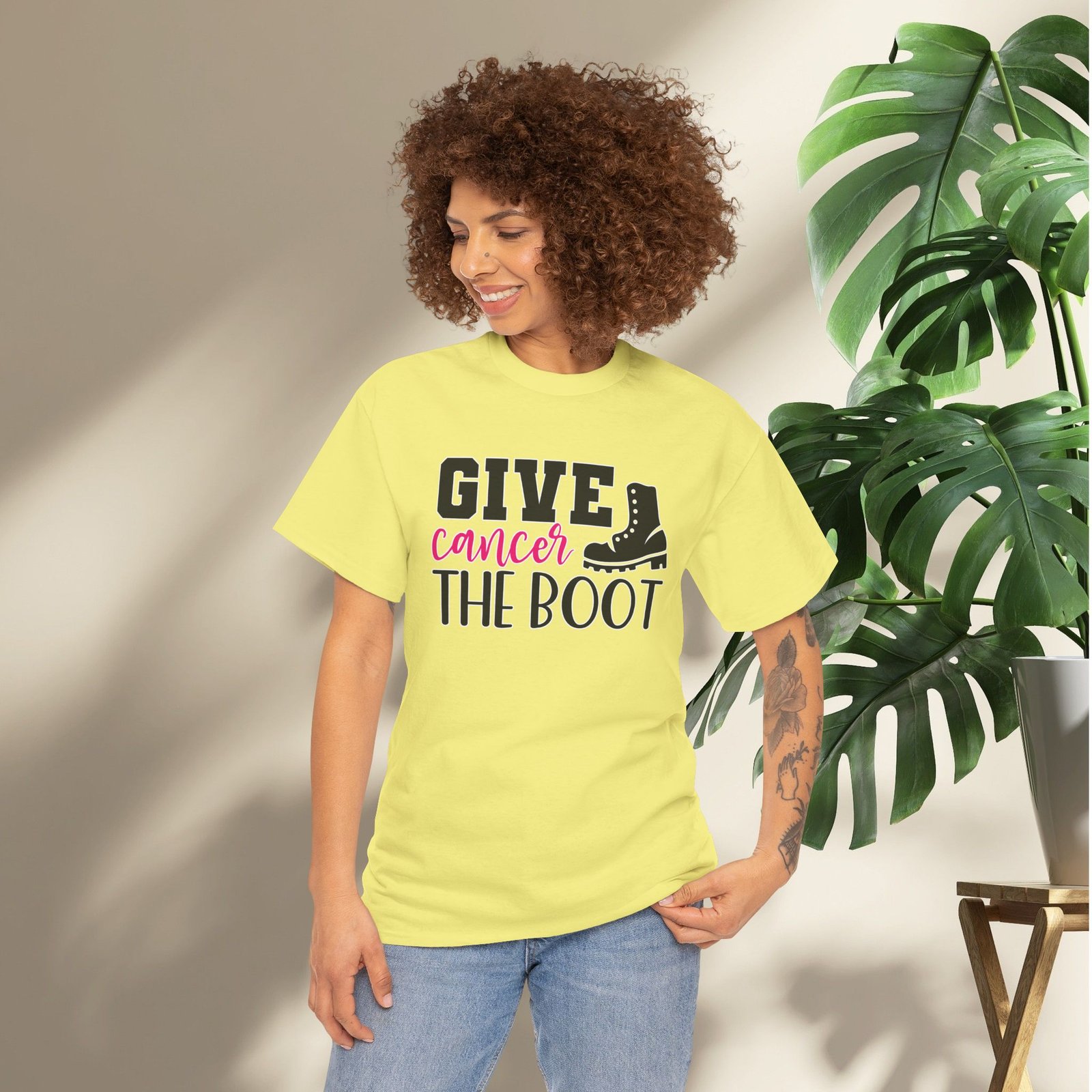 Give Cancer the Boot T-Shirt — Breast Cancer Awareness - Image 26