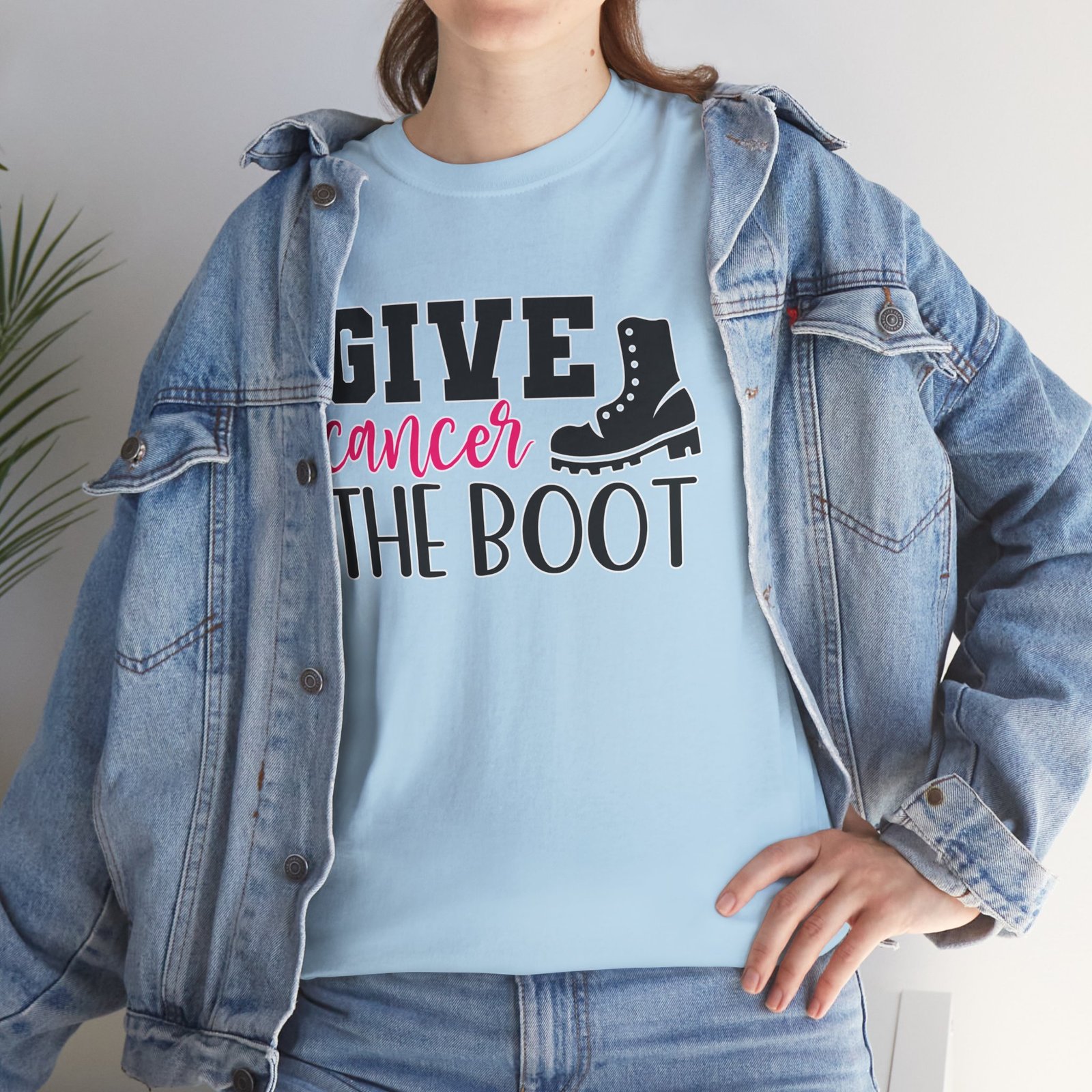 Give Cancer the Boot T-Shirt — Breast Cancer Awareness - Image 35