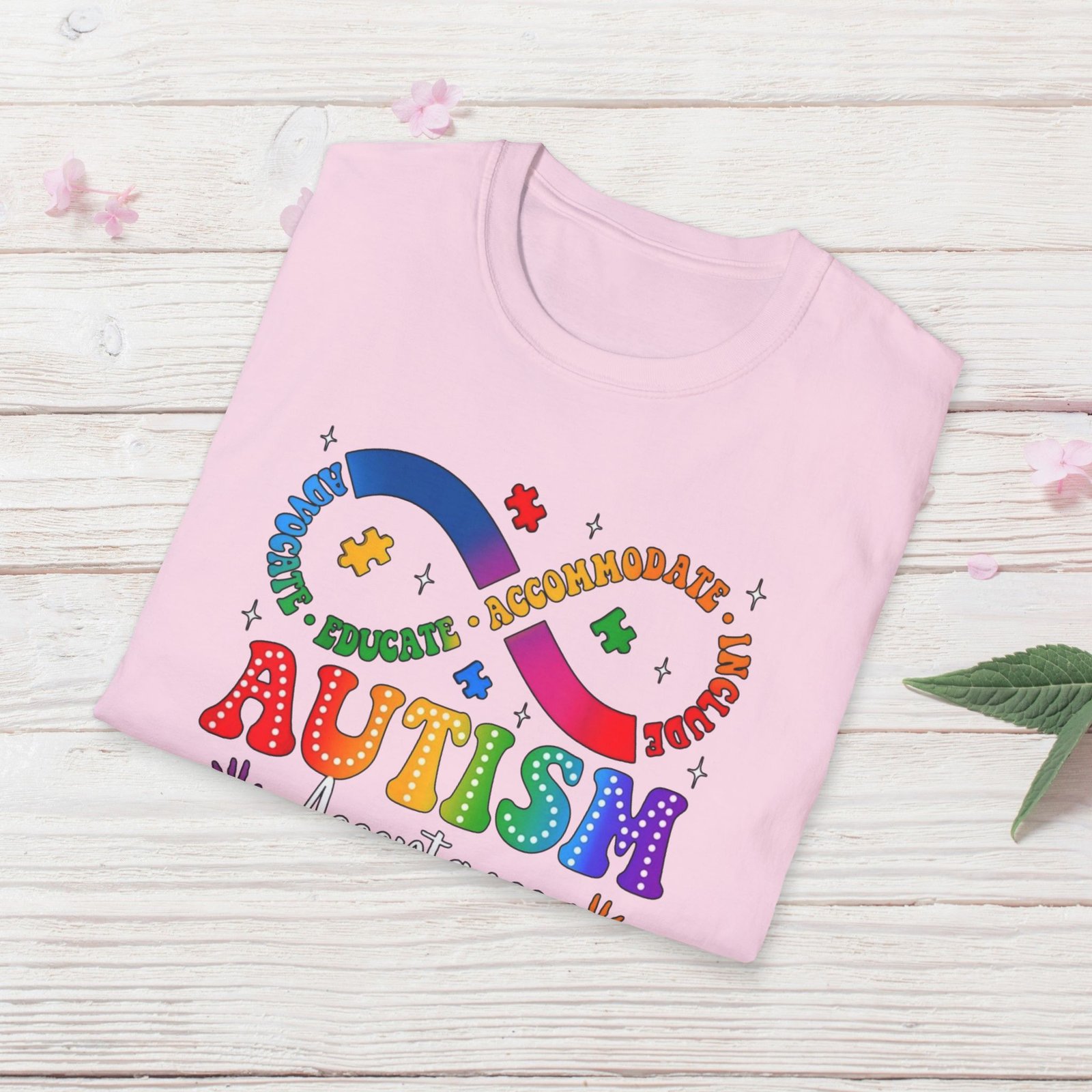 Autism Awareness Empower Ability Puzzle — Acceptance, Educate, Support T-Shirt - Image 29