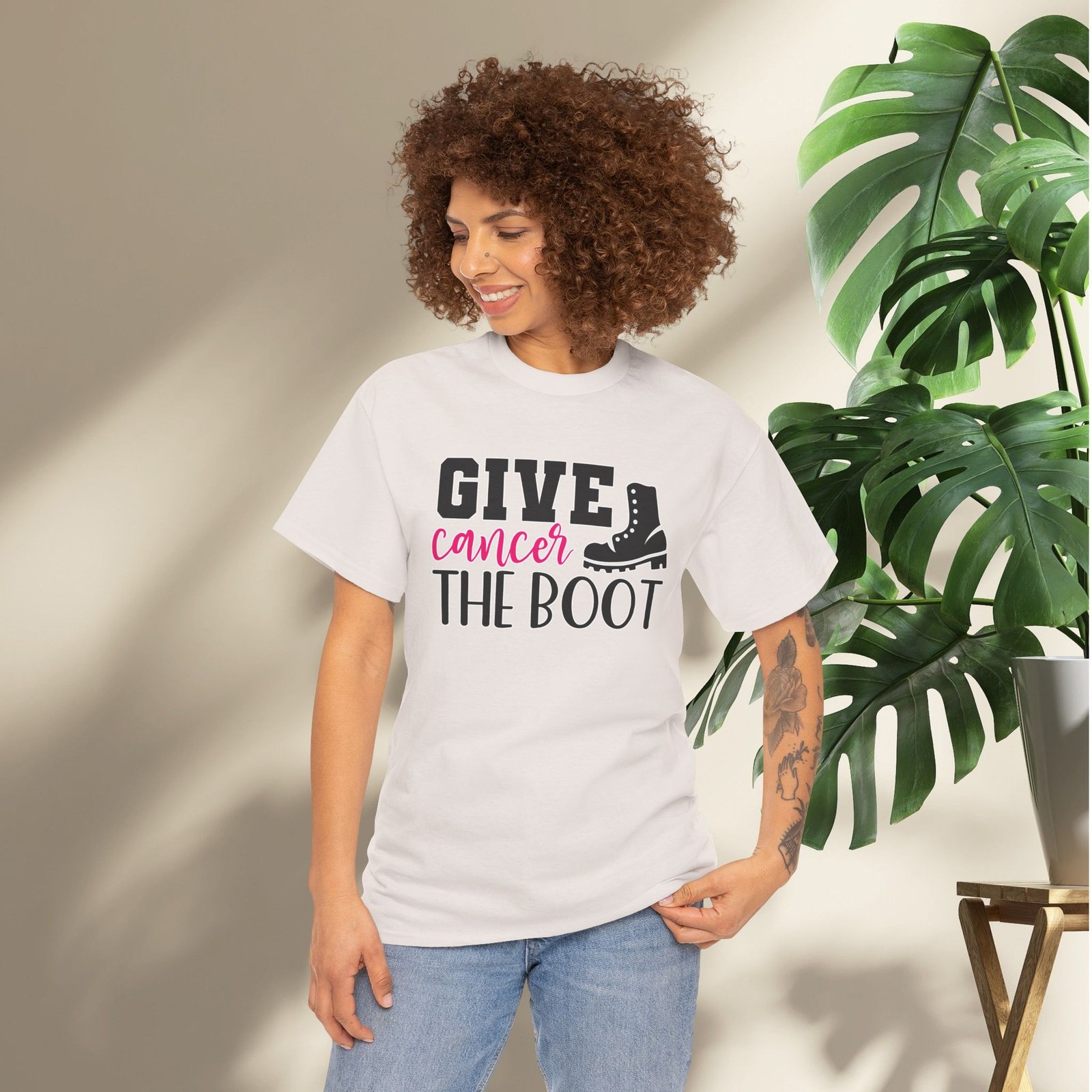Give Cancer the Boot T-Shirt — Breast Cancer Awareness - Image 12