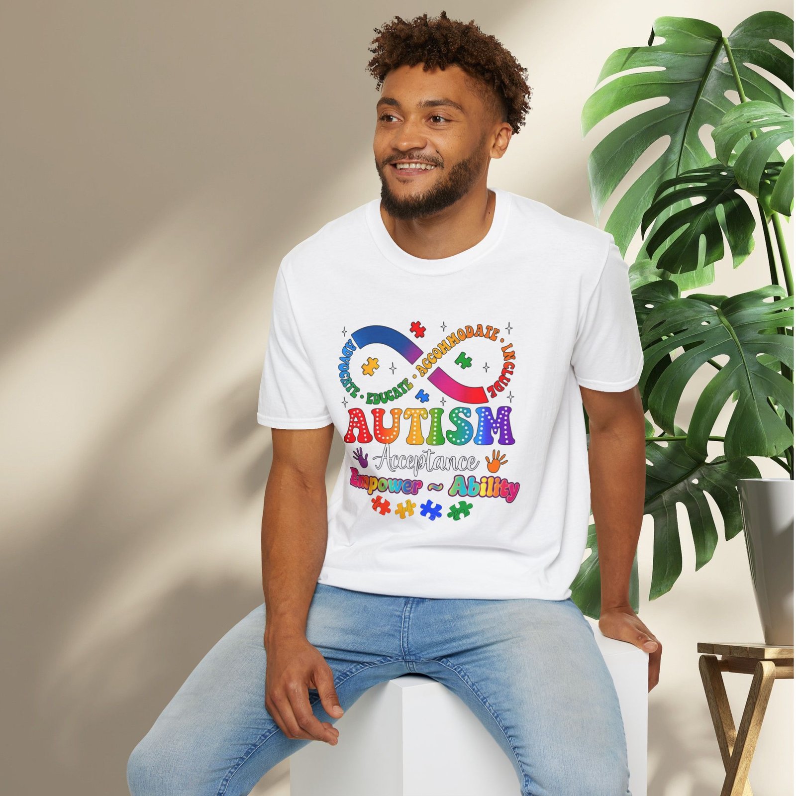 Autism Awareness Empower Ability Puzzle — Acceptance, Educate, Support T-Shirt - Image 6