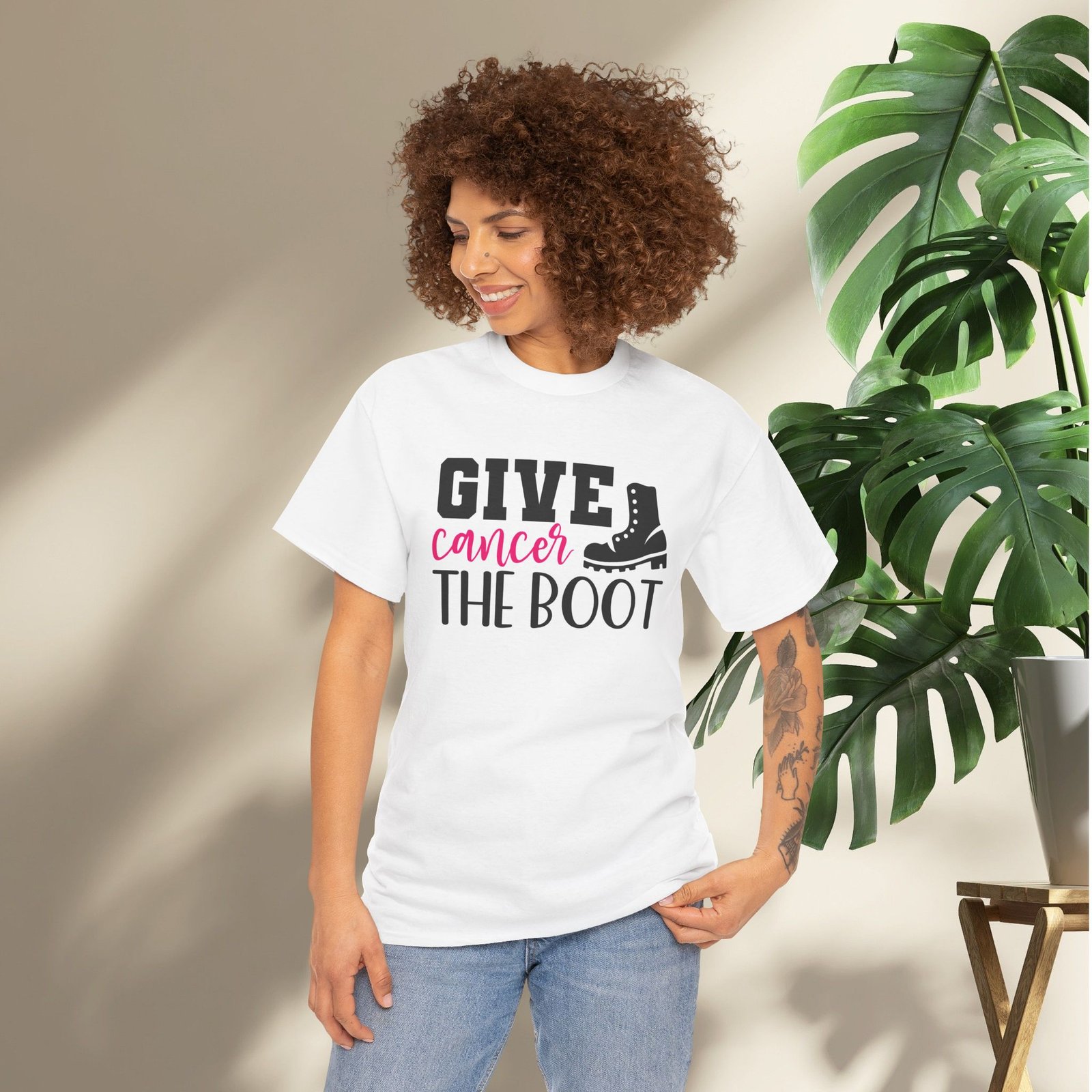 Give Cancer the Boot T-Shirt — Breast Cancer Awareness - Image 5