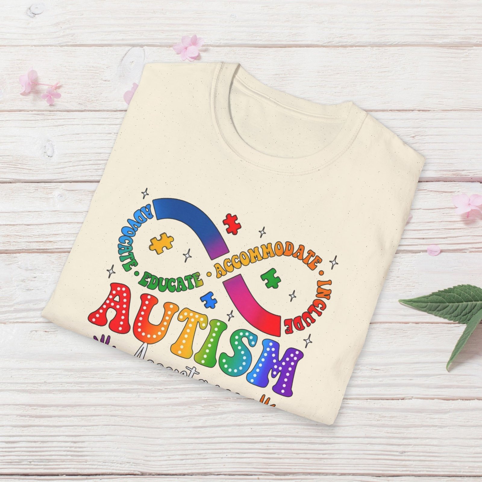 Autism Awareness Empower Ability Puzzle — Acceptance, Educate, Support T-Shirt - Image 11