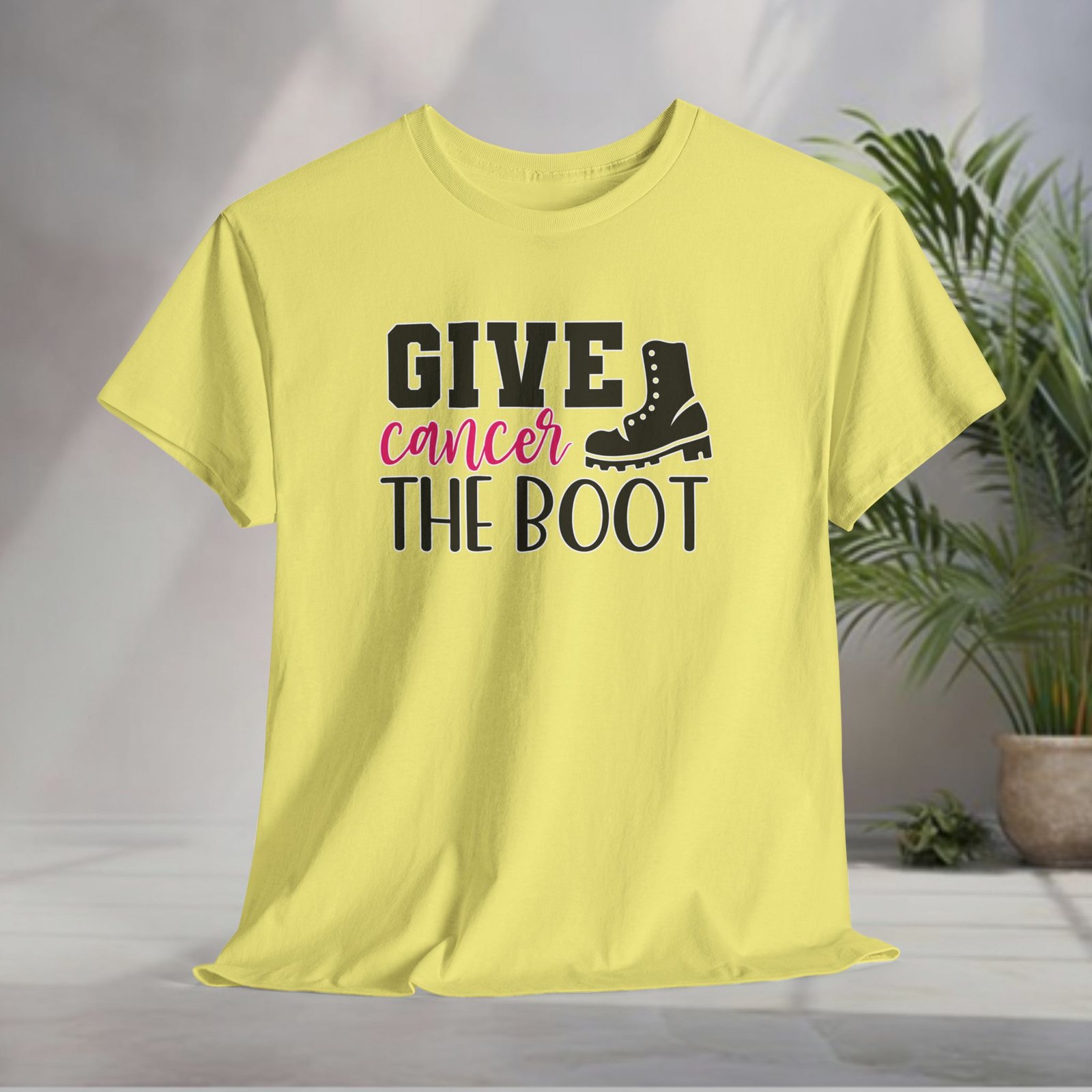Give Cancer the Boot T-Shirt — Breast Cancer Awareness - Image 24