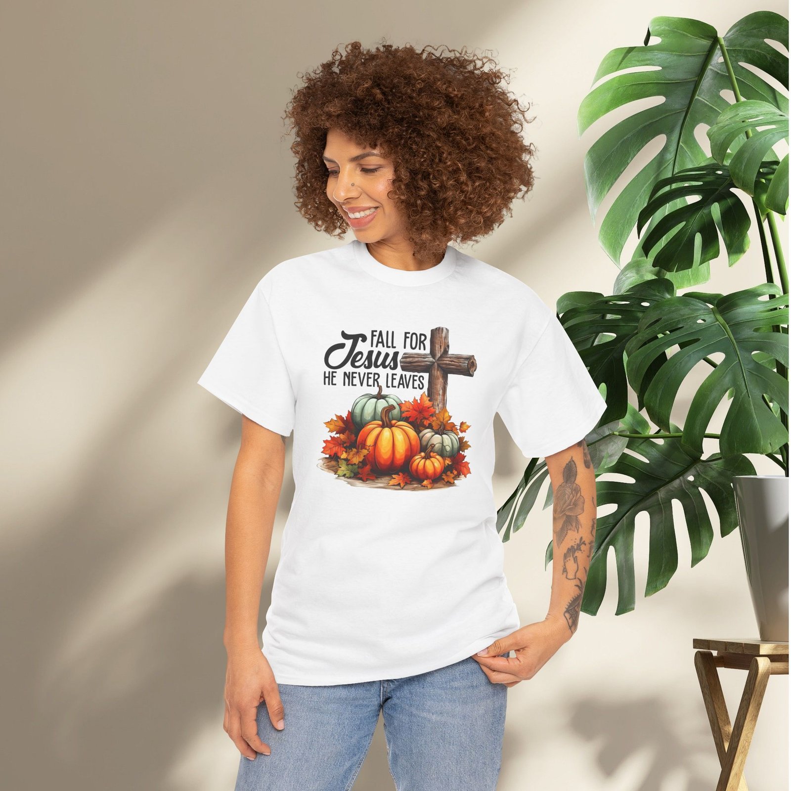 Fall for Jesus  — Pumpkin Cross Christian Unisex T-Shirt - Image 4