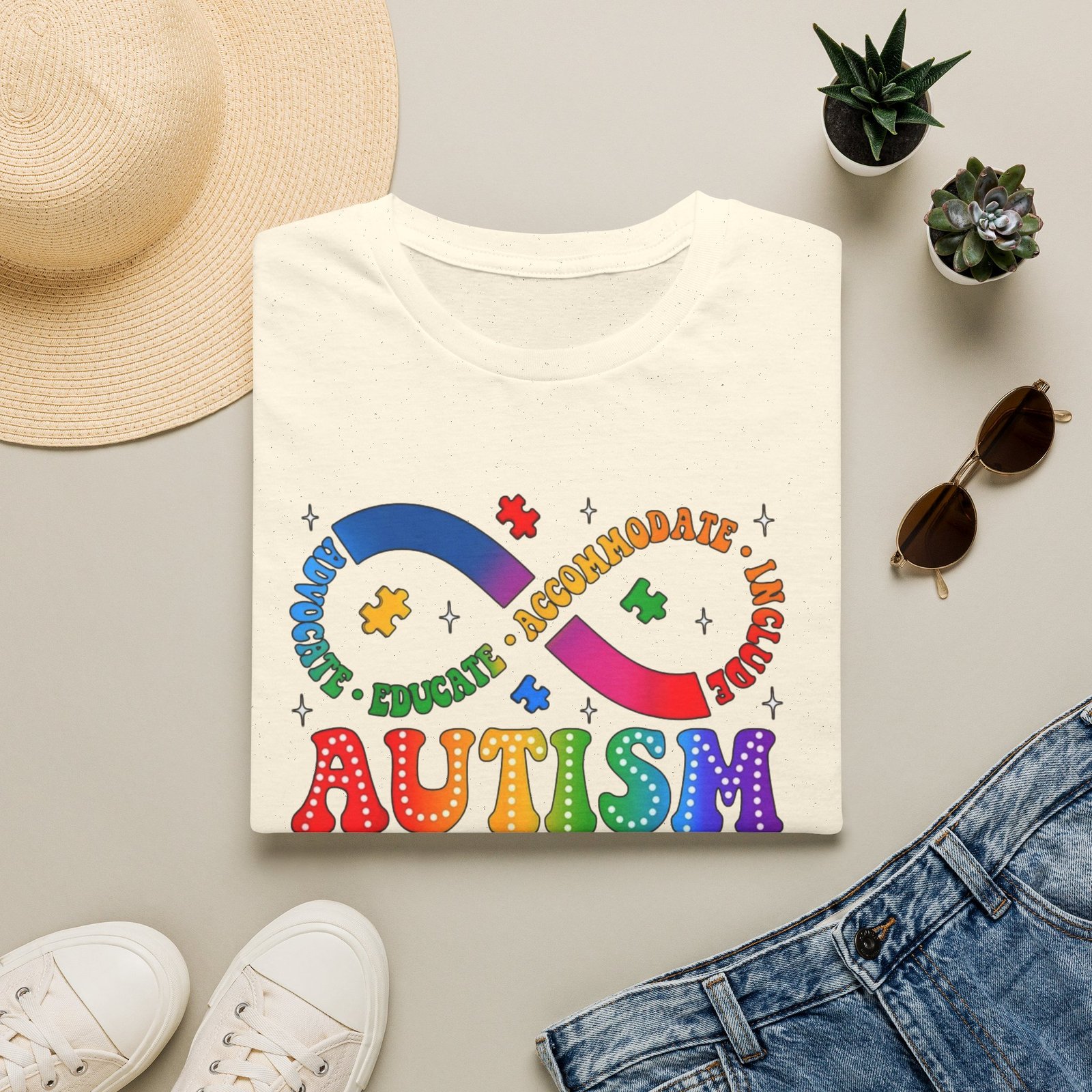Autism Awareness Empower Ability Puzzle — Acceptance, Educate, Support T-Shirt - Image 8