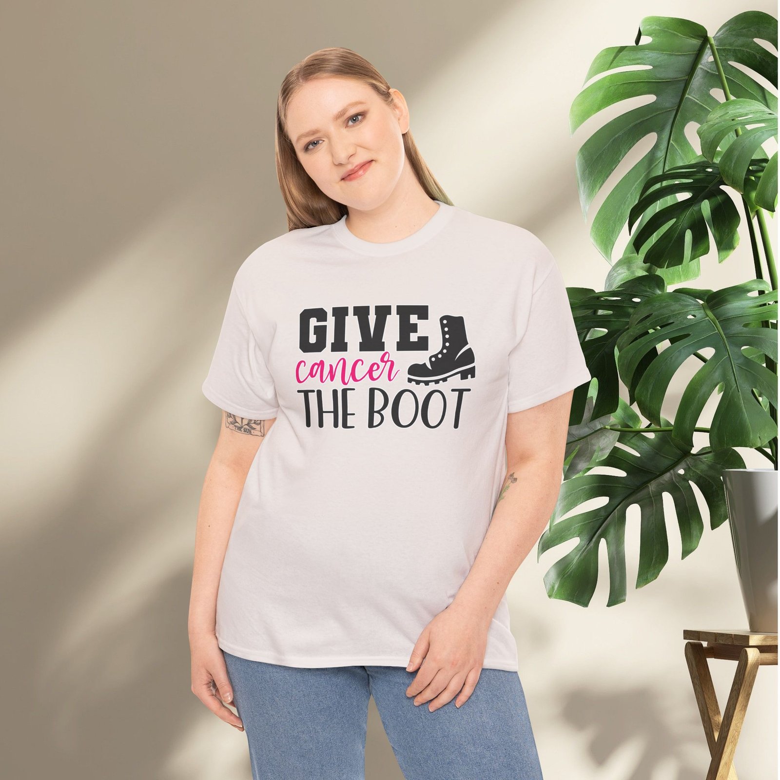 Give Cancer the Boot T-Shirt — Breast Cancer Awareness - Image 13