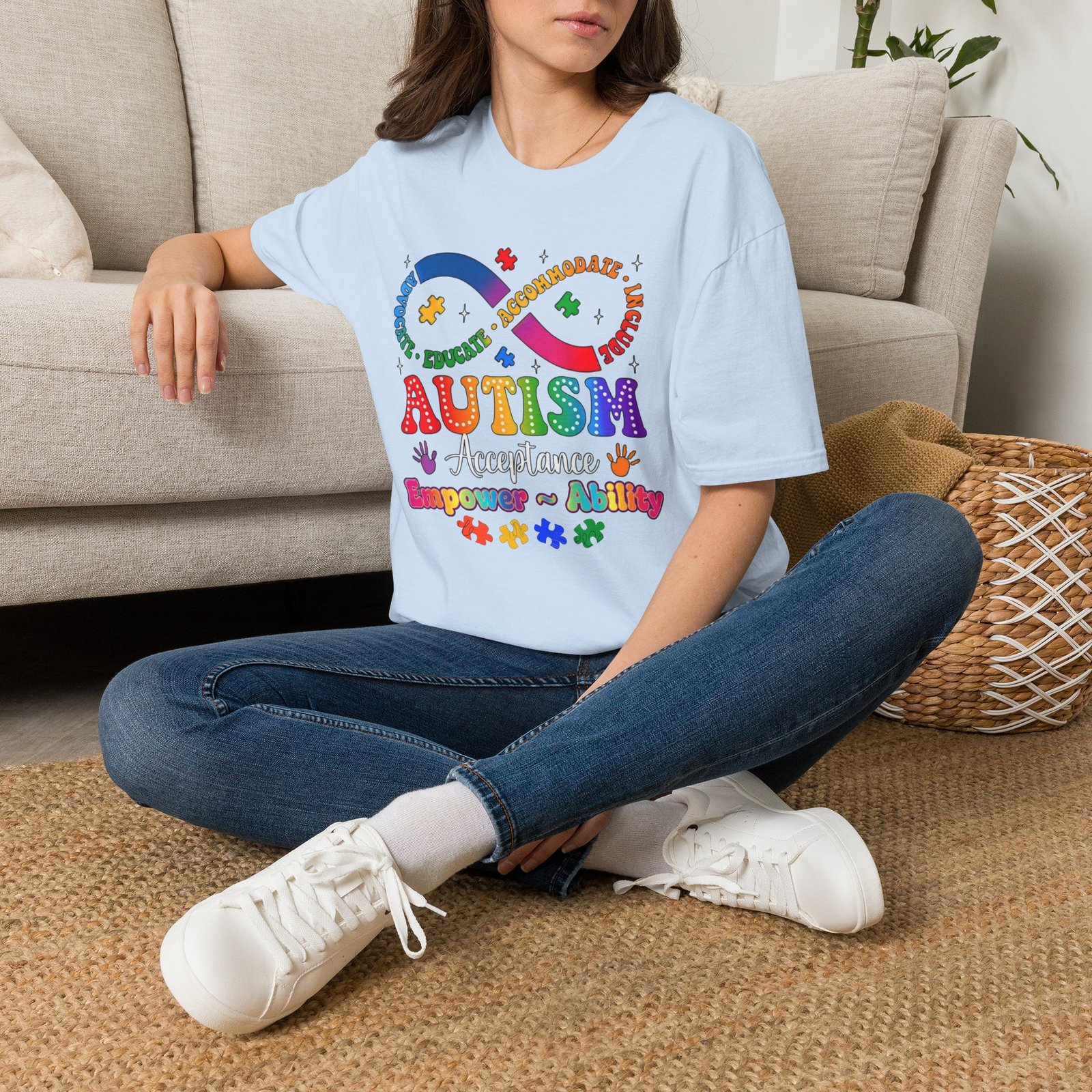 Autism Awareness Empower Ability Puzzle — Acceptance, Educate, Support T-Shirt - Image 21