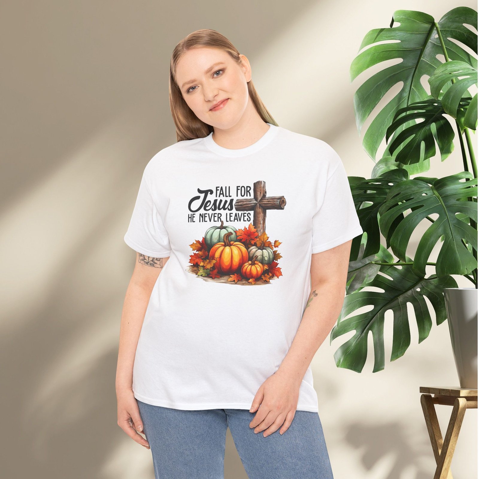 Fall for Jesus  — Pumpkin Cross Christian Unisex T-Shirt - Image 5