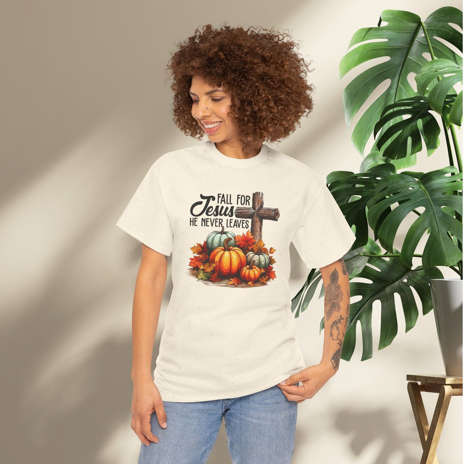 Fall for Jesus  — Pumpkin Cross Christian Unisex T-Shirt - Image 9
